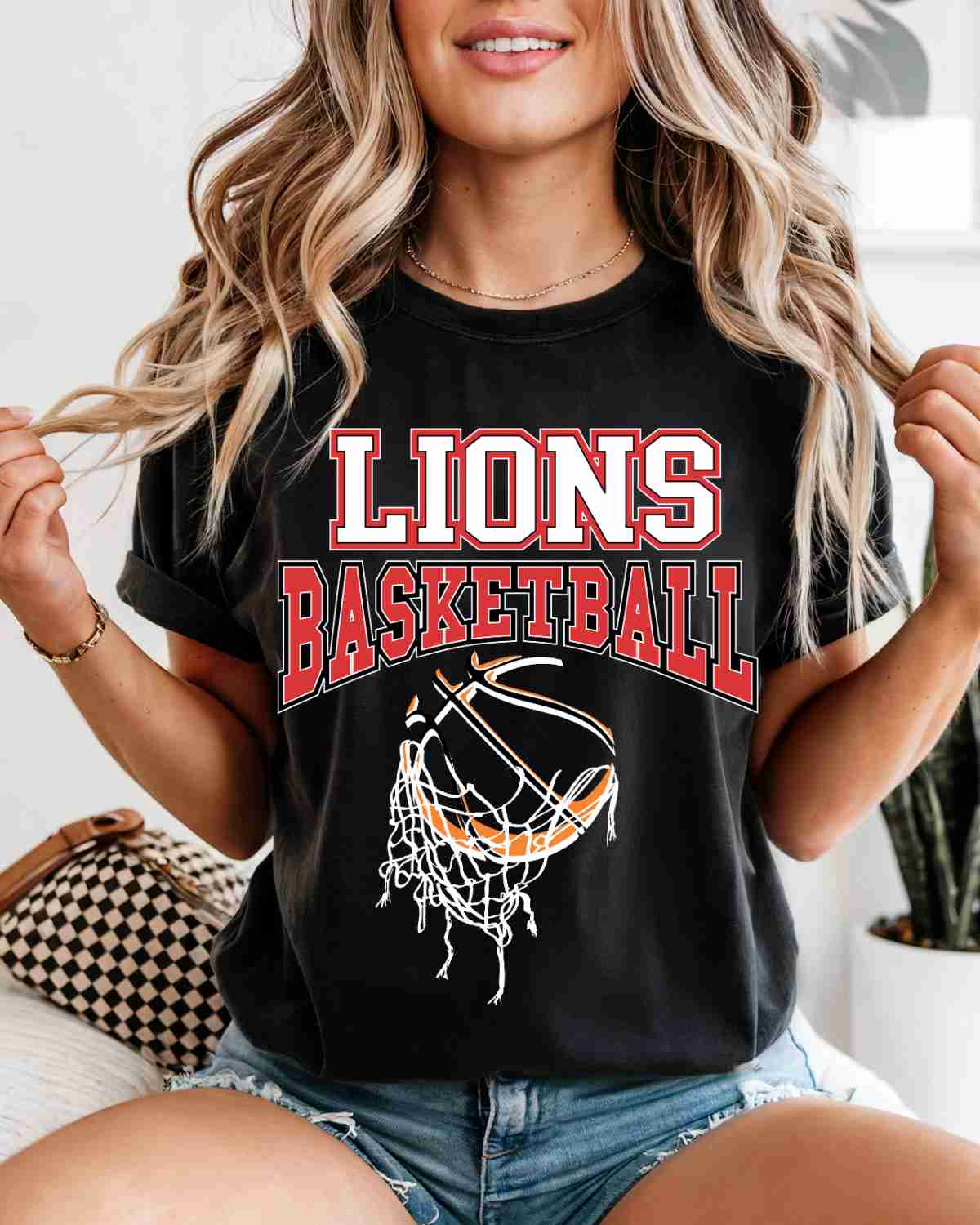 Lions Basketball Hanging Net DTF Transfer