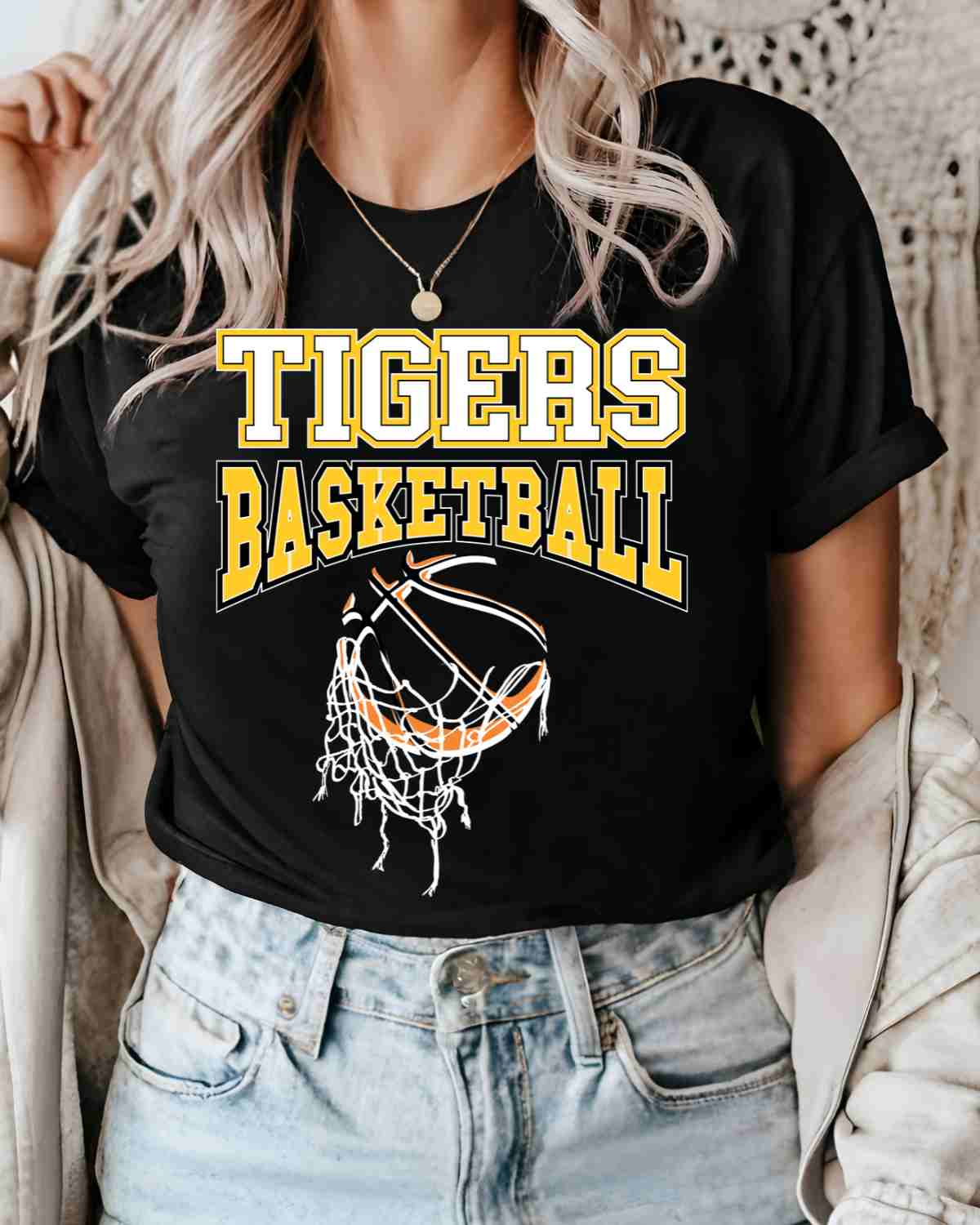 Tigers Basketball Hanging Net DTF Transfer