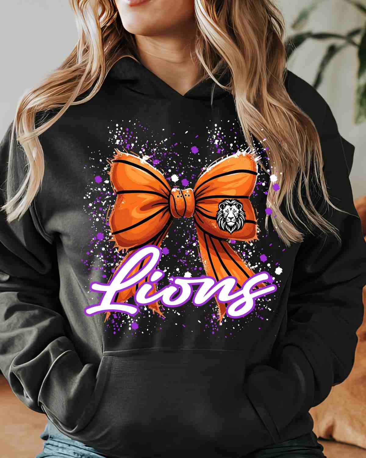 Lions Basketball Bow Splatter DTF Transfer