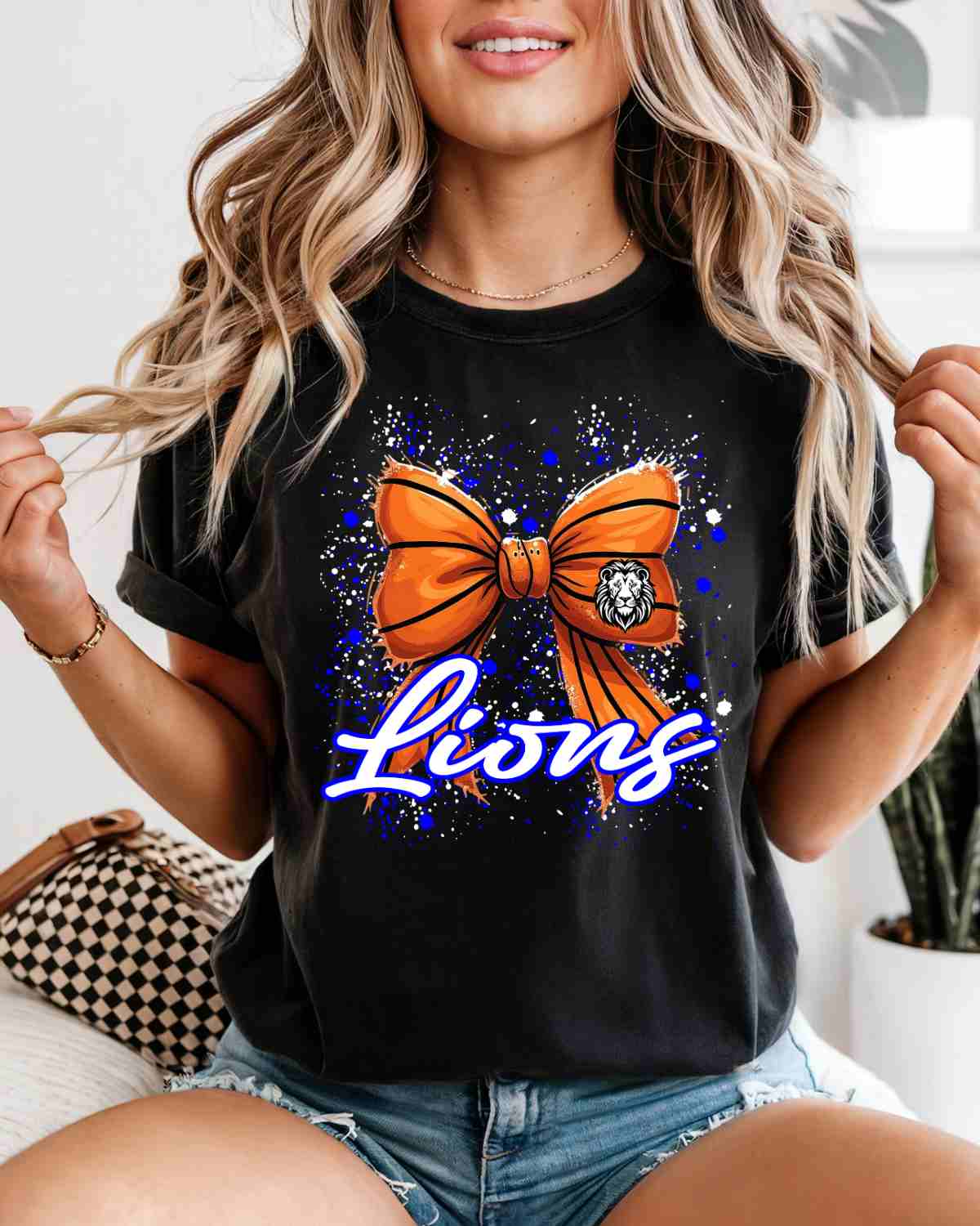 Lions Basketball Bow Splatter DTF Transfer