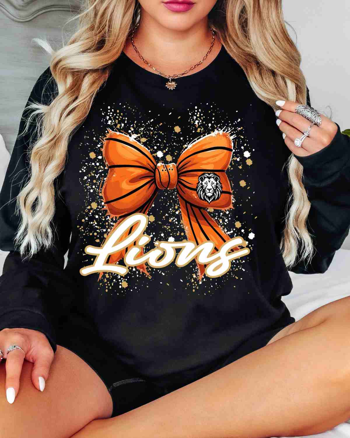 Lions Basketball Bow Splatter DTF Transfer