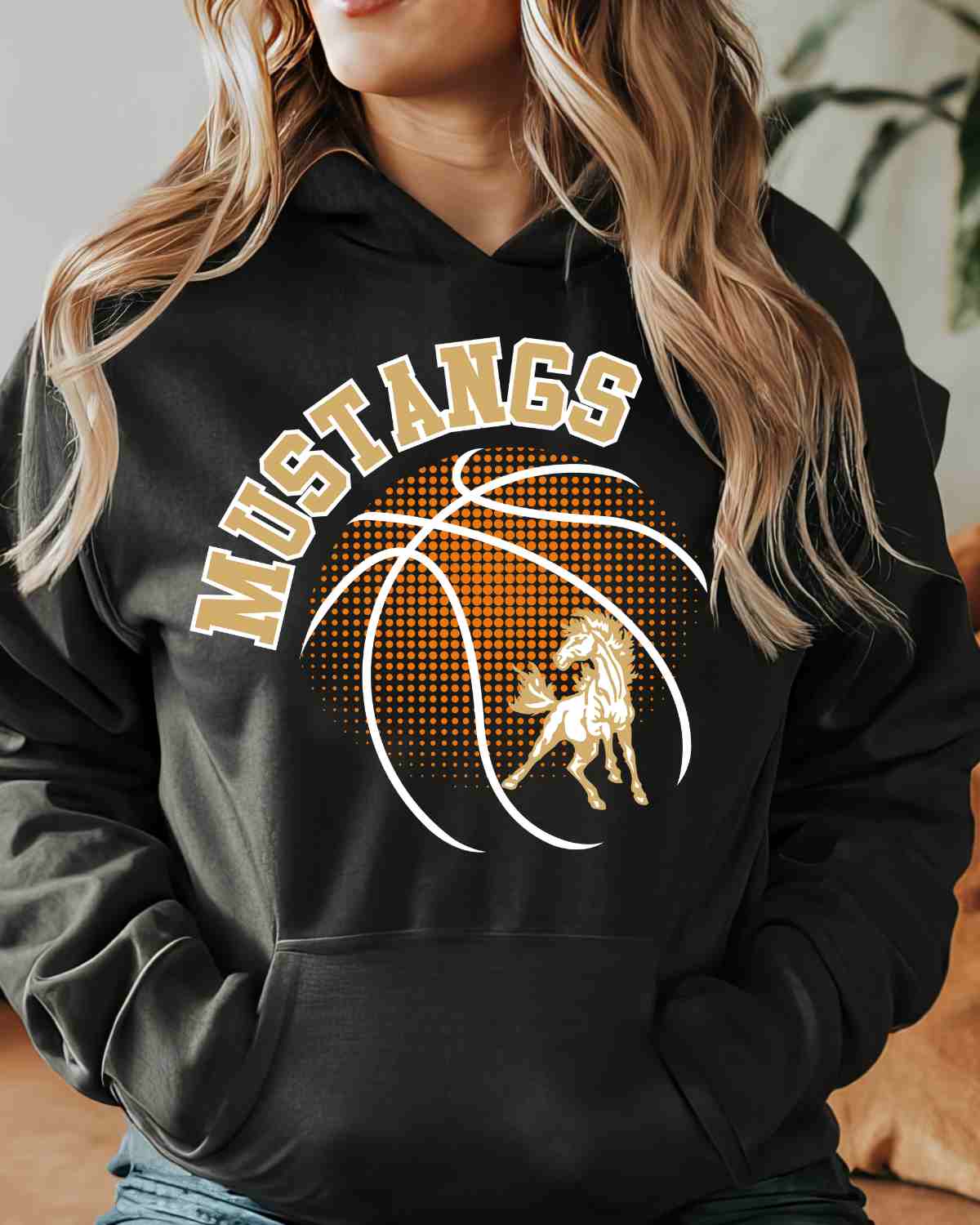 Mustang Basketball Halftone Ball DTF Transfer