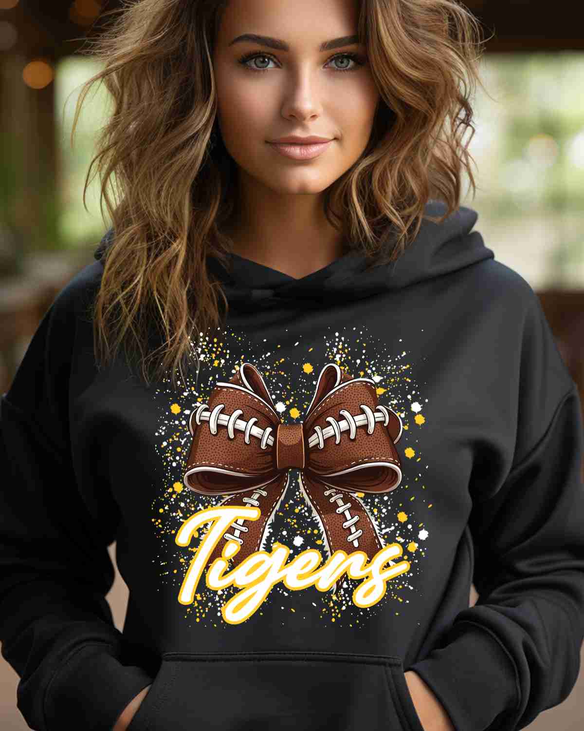 Tigers Football Bow Splatter DTF Transfer