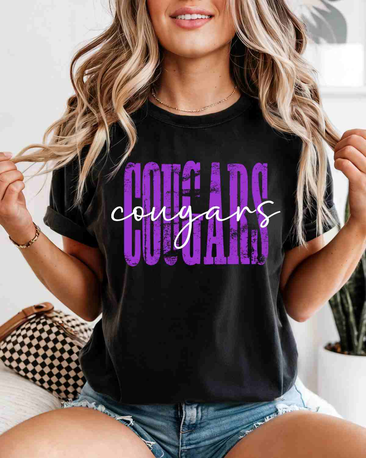 Cougars Distressed DTF Transfer - Rustic Grace Heat Transfer Company