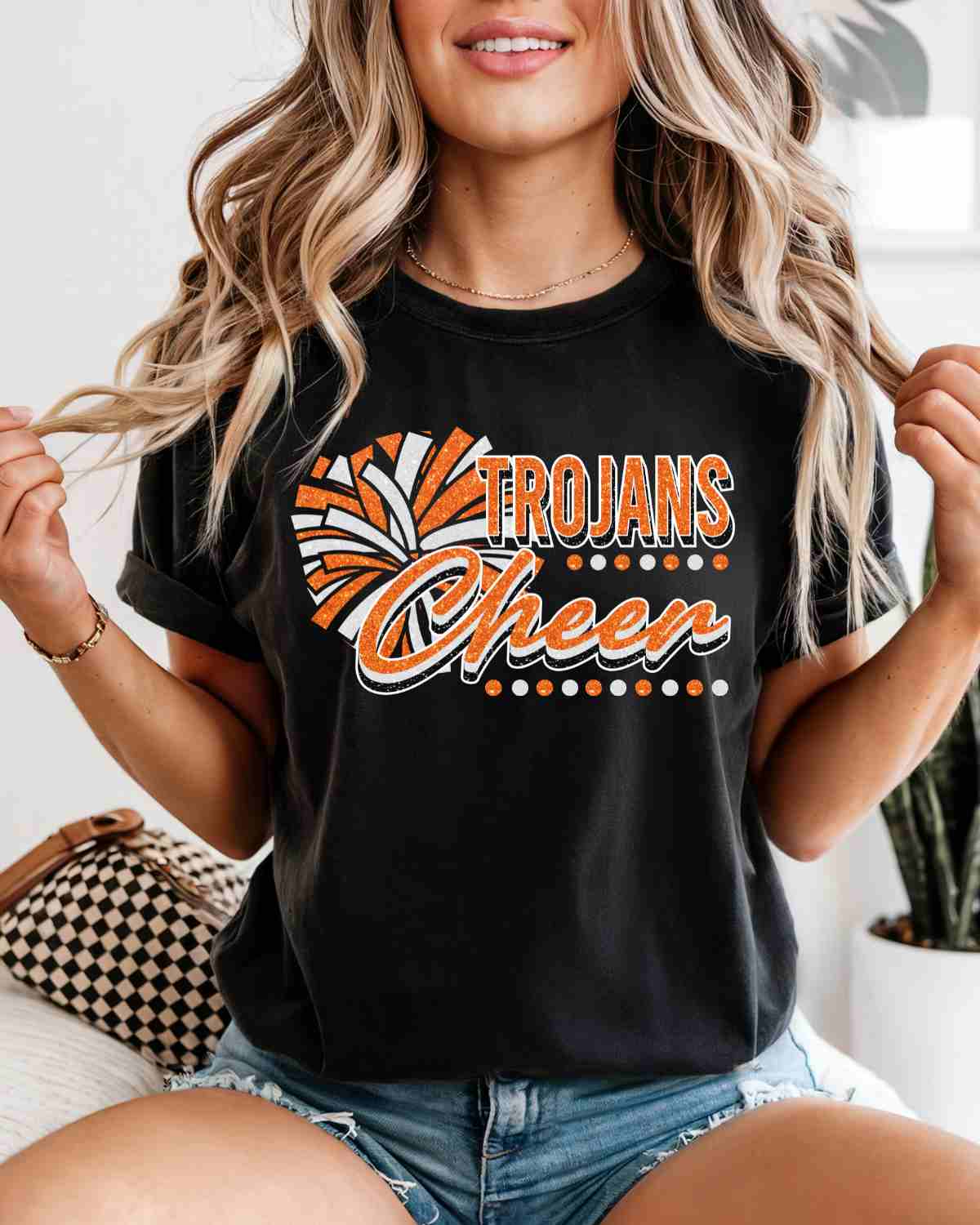 Trojans Cheer Pom with Dots DTF Transfer