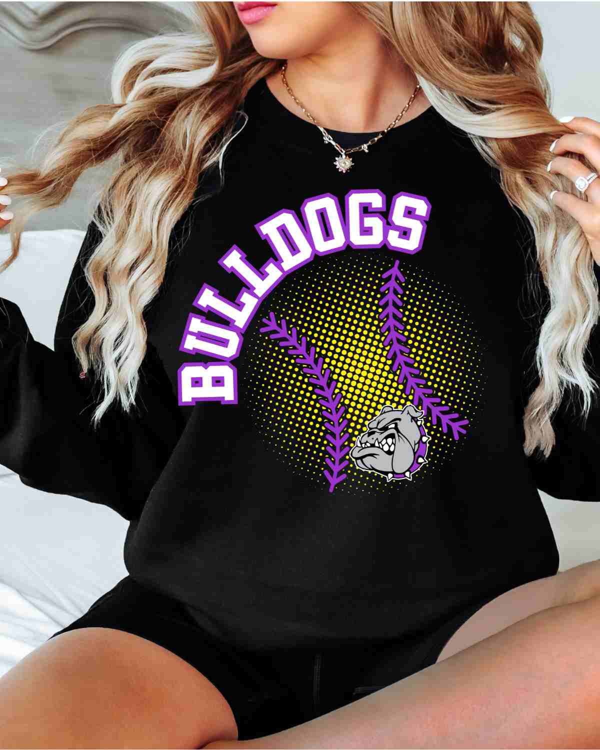 Bulldogs Softball Halftone Ball DTF Transfer - Rustic Grace Heat Transfer Company