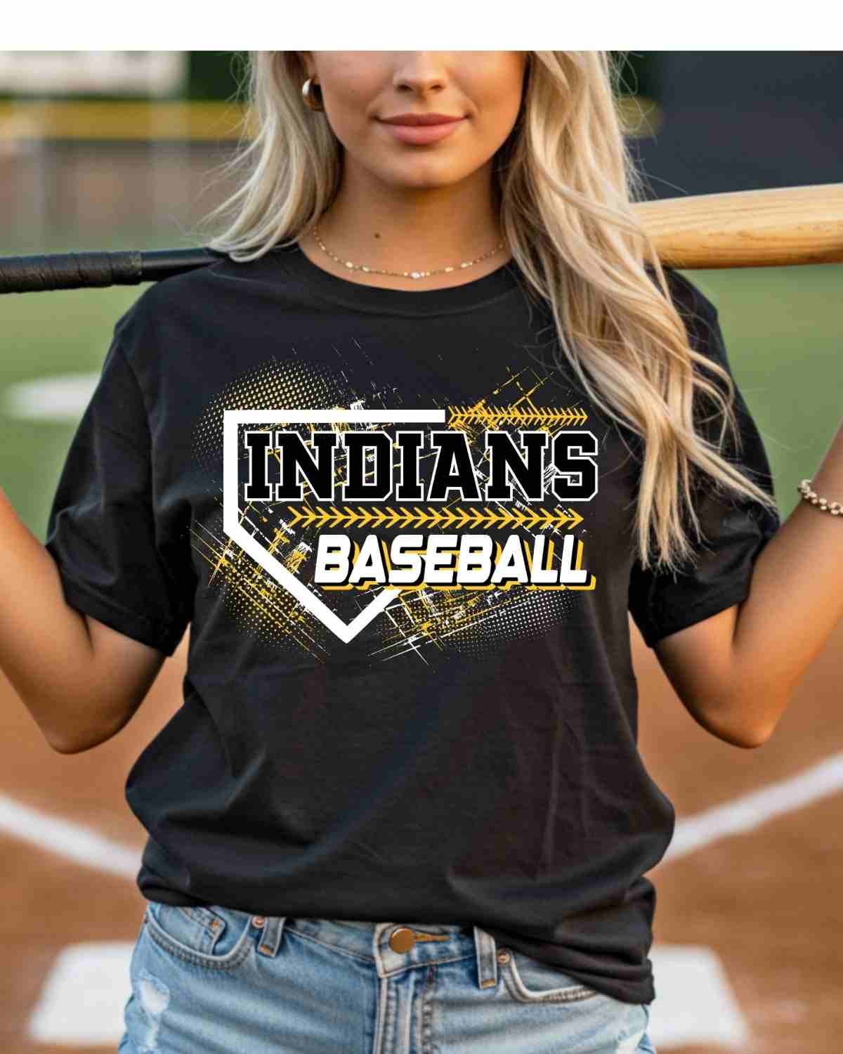 Indians Baseball Home Plate Grunge DTF Transfer