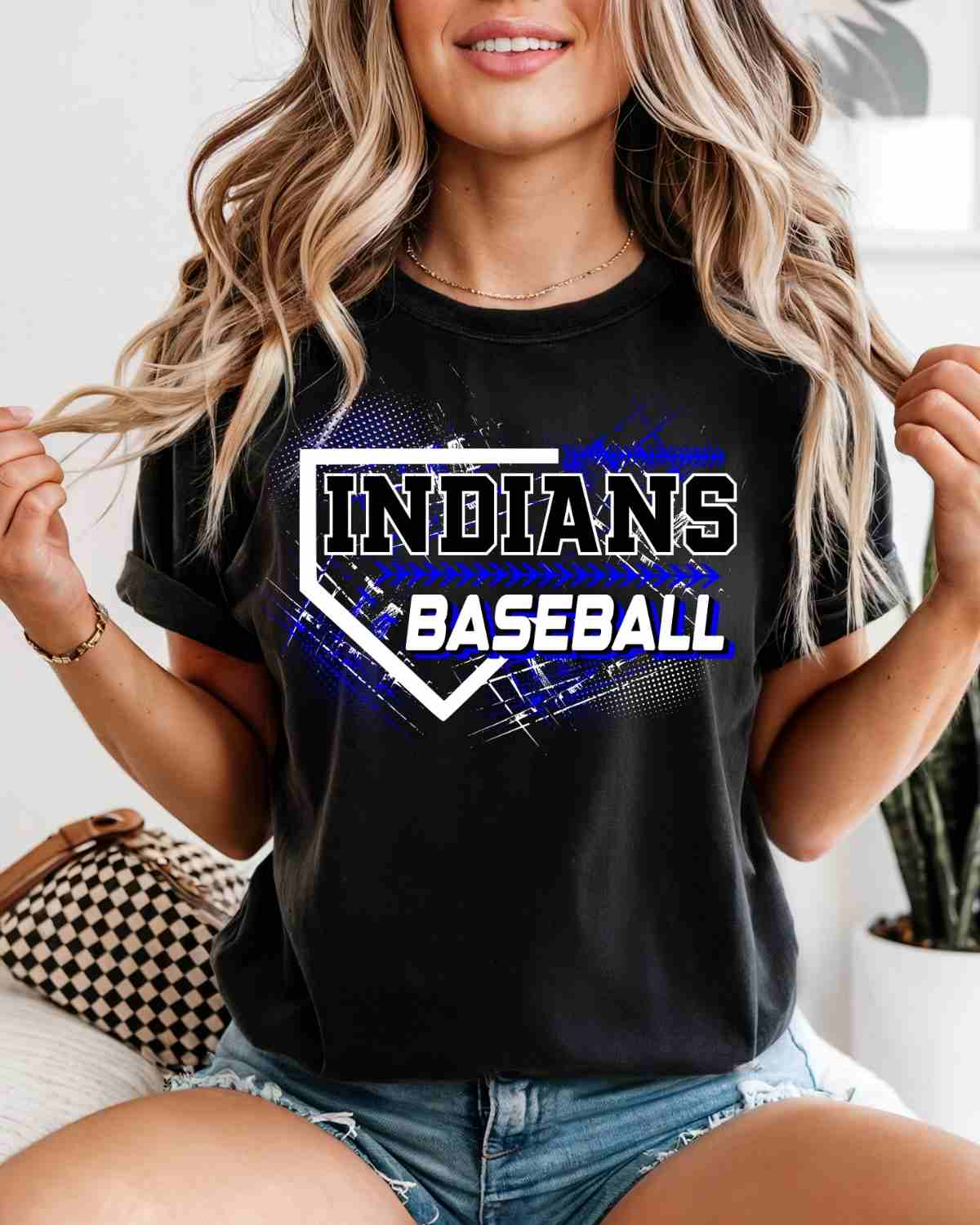 Indians Baseball Home Plate Grunge DTF Transfer