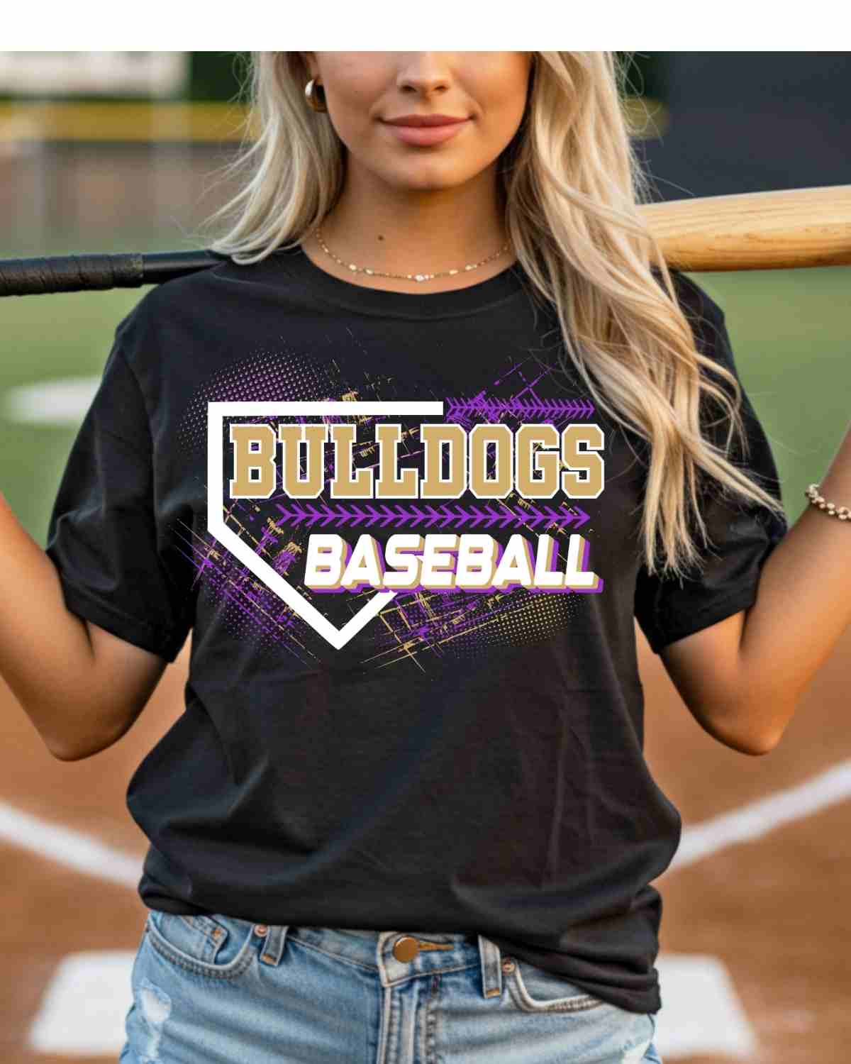 Bulldogs Baseball Grunge Plate DTF Transfer