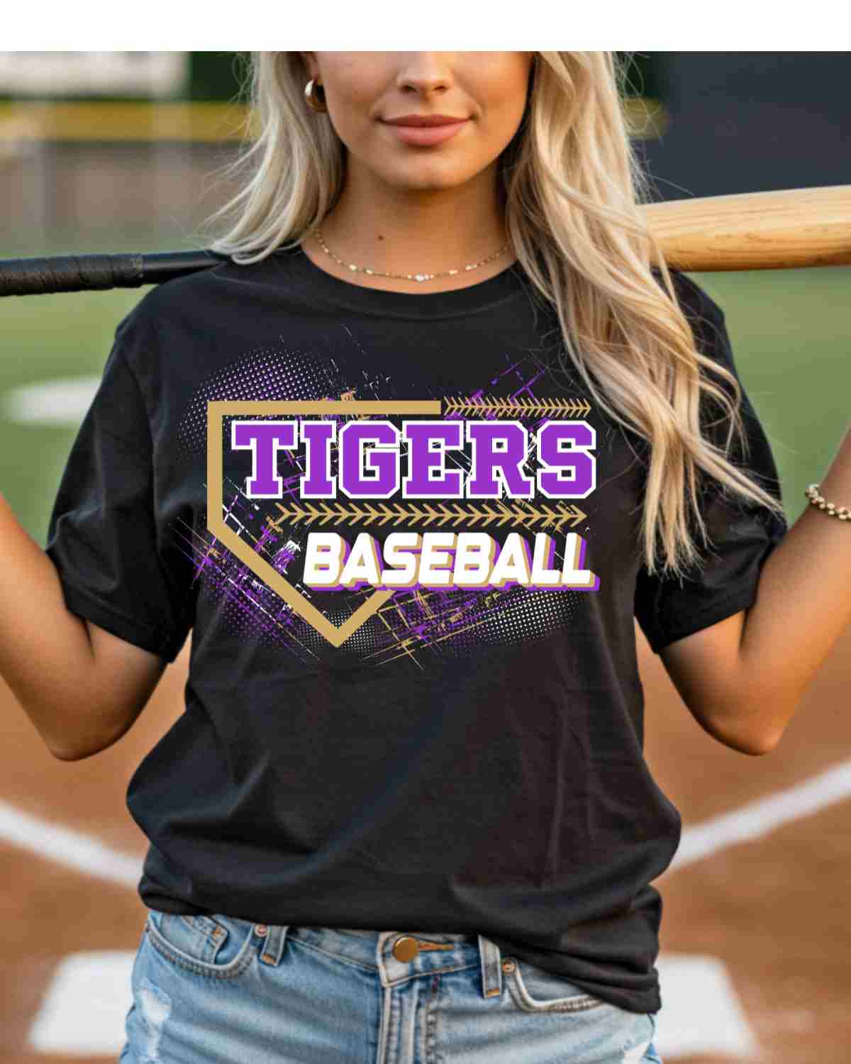 Tigers Baseball Home Plate Splatter DTF Transfer - Rustic Grace Heat Transfer Company