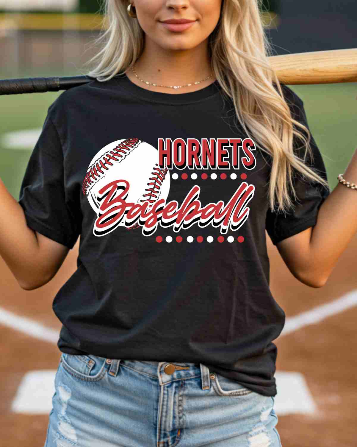 Hornets Baseball Dots DTF Transfer - Rustic Grace Heat Transfer Company