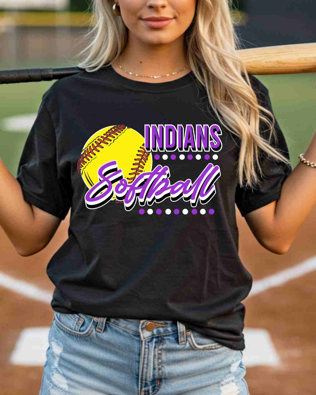 Indians Softball Dots DTF Transfer