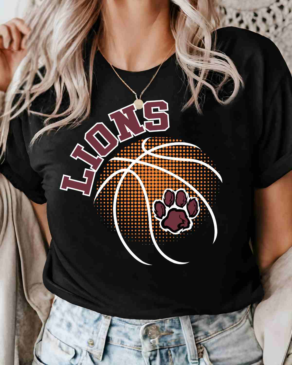 Lions Basketball Halftone Ball DTF Transfer
