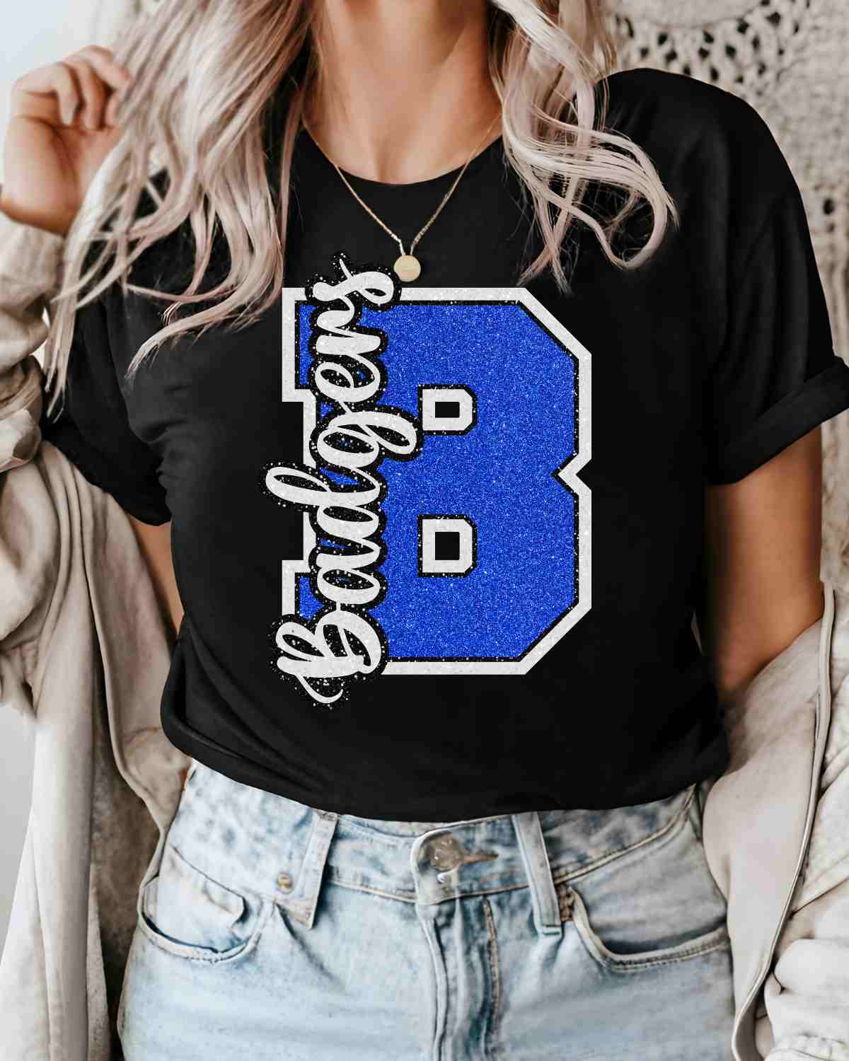 Badgers Glitter Letter DTF Transfer