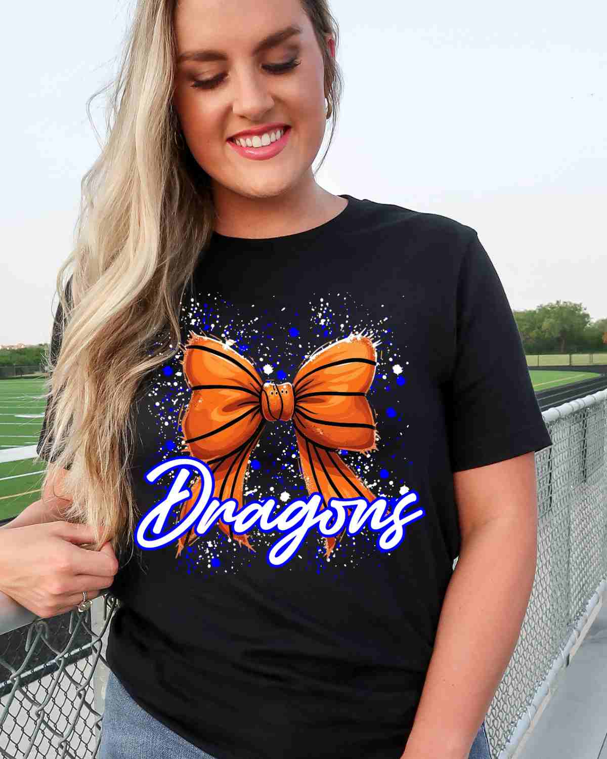 Dragons Basketball Bow Splatter DTF Transfer