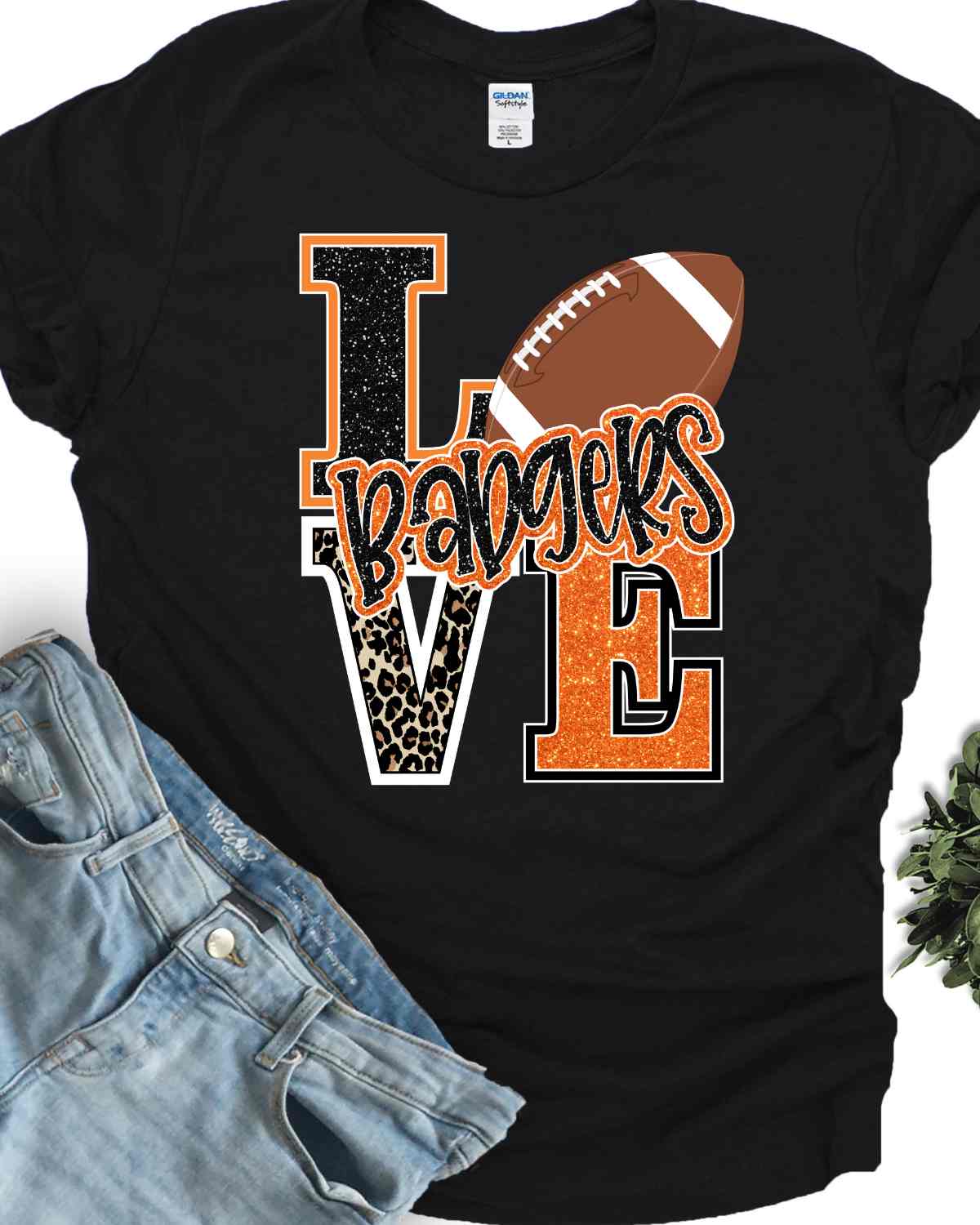 Love Badgers Football Leopard V DTF Transfer