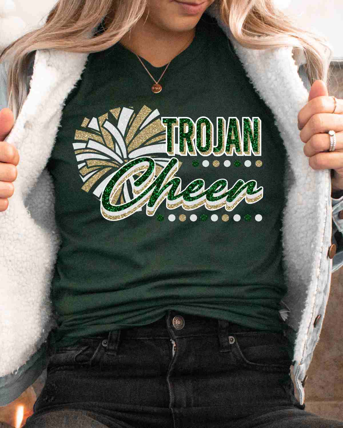 Trojans Cheer Pom with Dots DTF Transfer