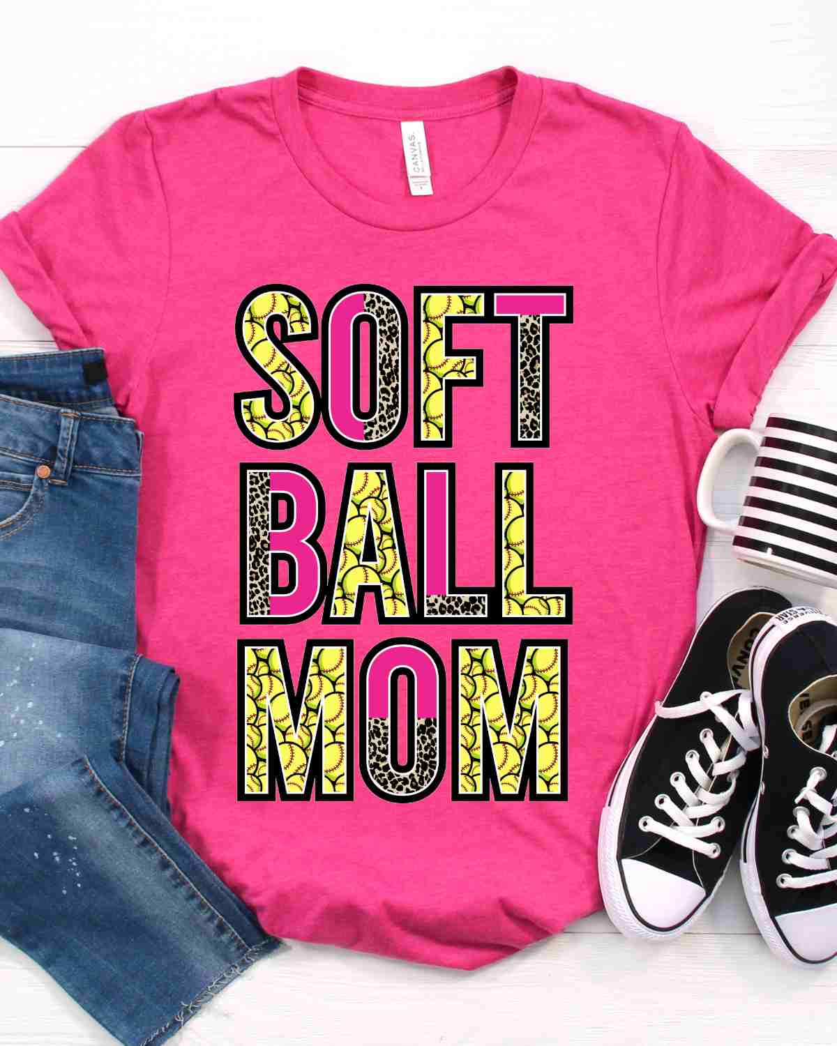 Softball Mom Split Lettering Transfer