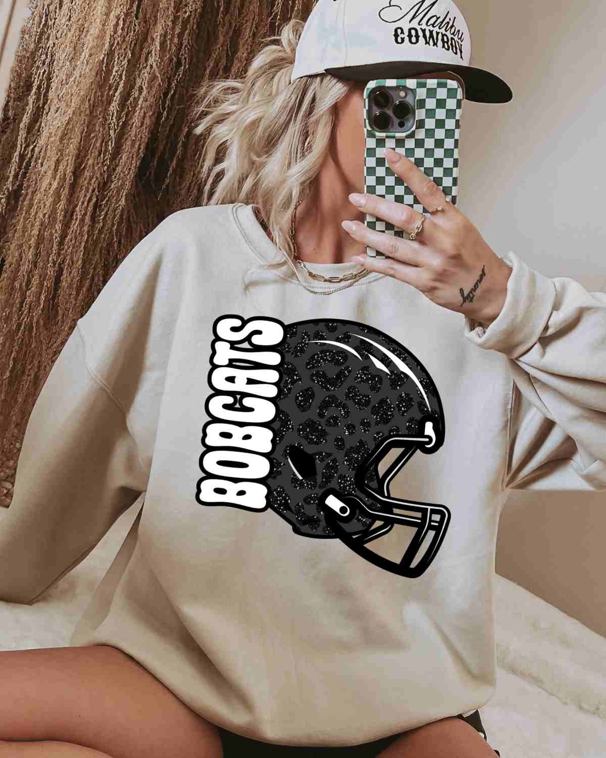 Bobcats Leopard Football Helmet DTF Transfer
