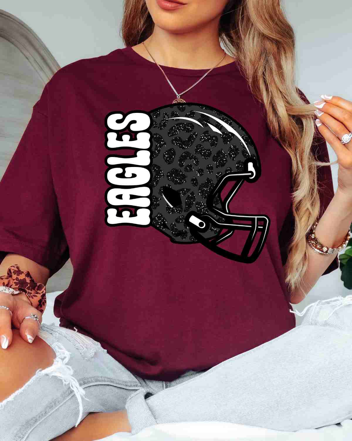 Eagles Leopard Football Helmet DTF Transfer