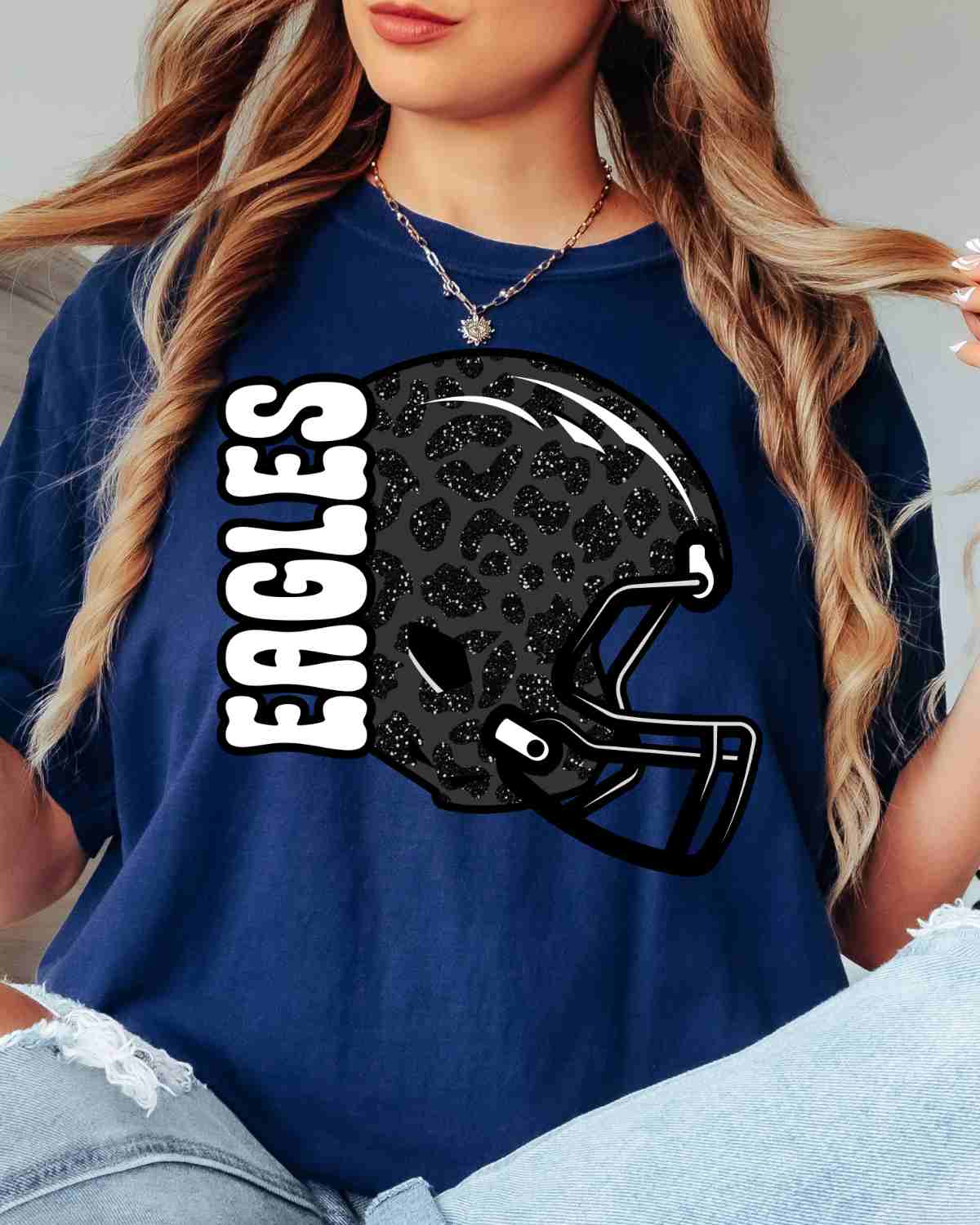 Eagles Leopard Football Helmet DTF Transfer