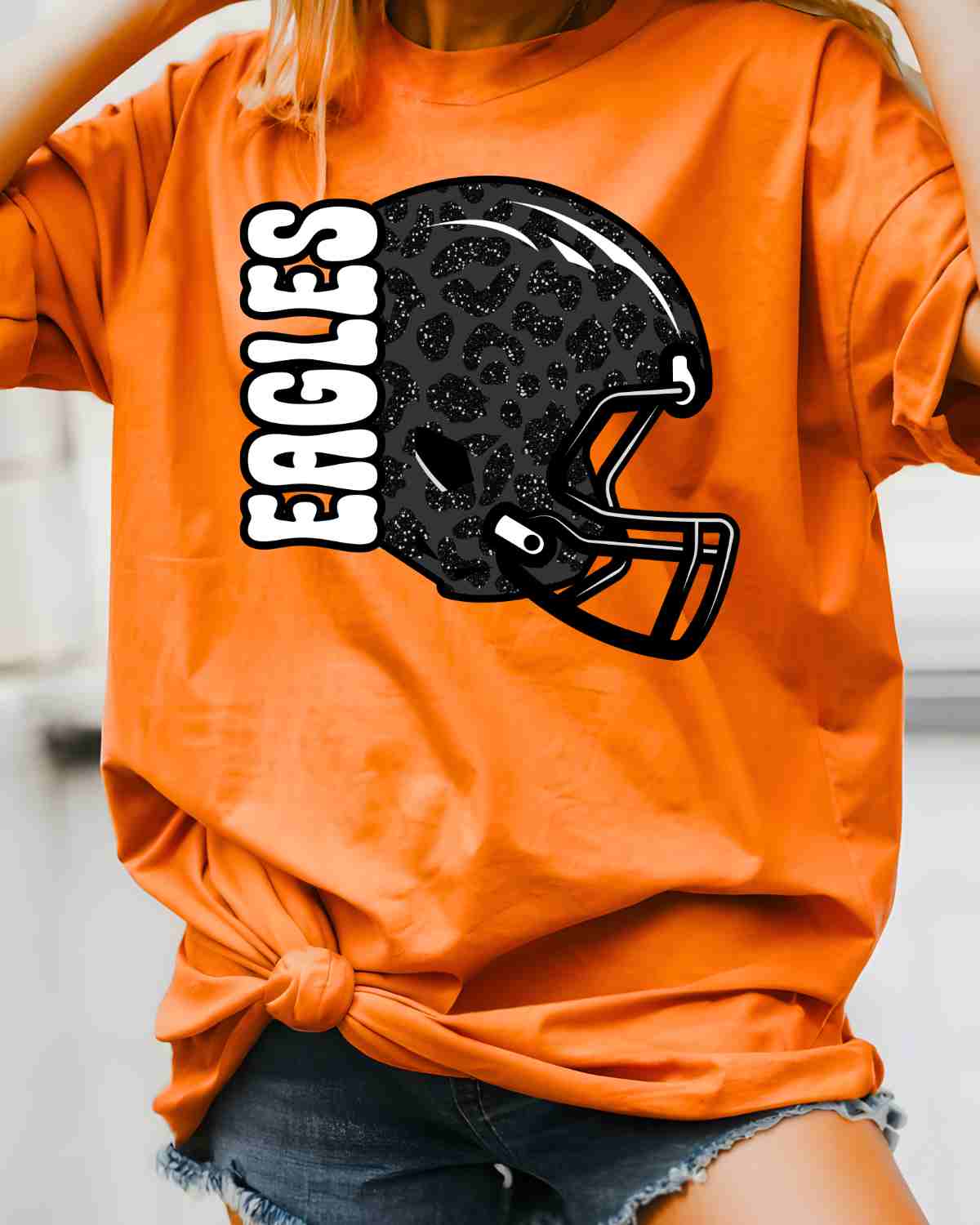 Eagles Leopard Football Helmet DTF Transfer