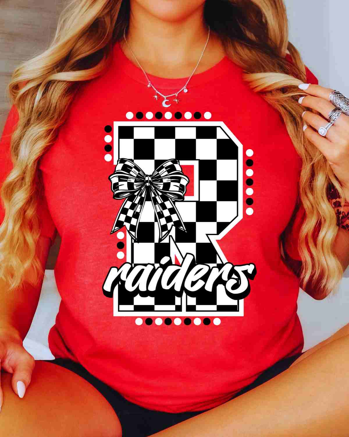 Raiders Checkered Letter Bow DTF Transfer