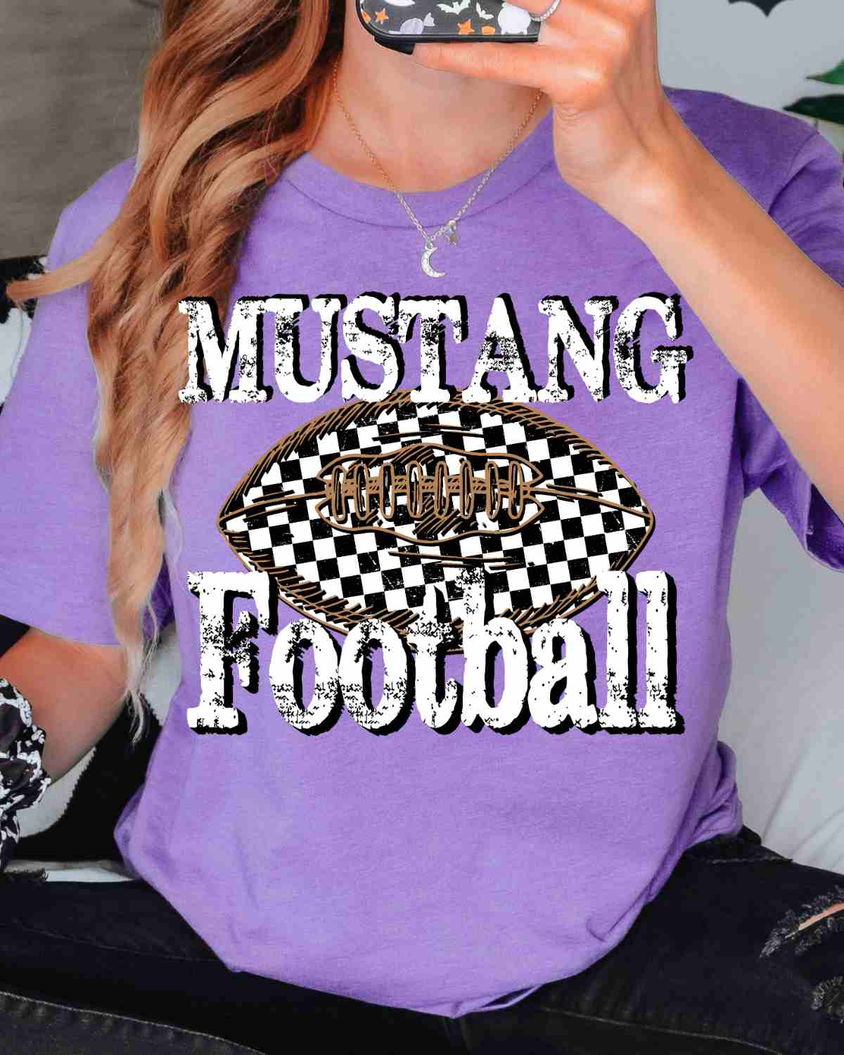 Mustang Football Checkered DTF Transfer