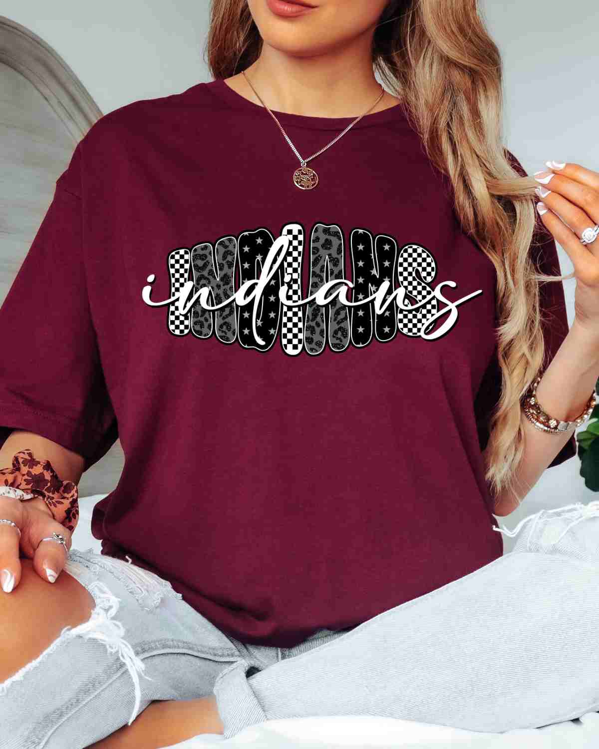 Indians Black White Pattern DTF Transfer