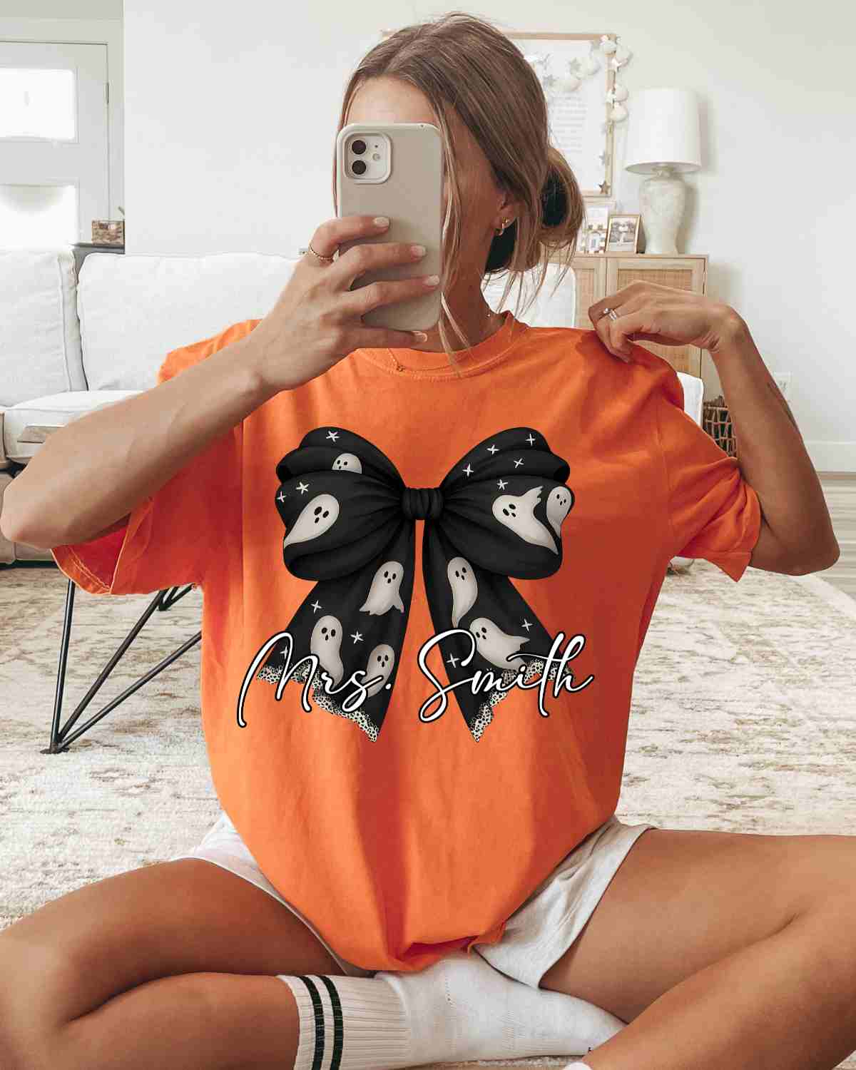 Custom Name Ghost Bow DTF Transfer