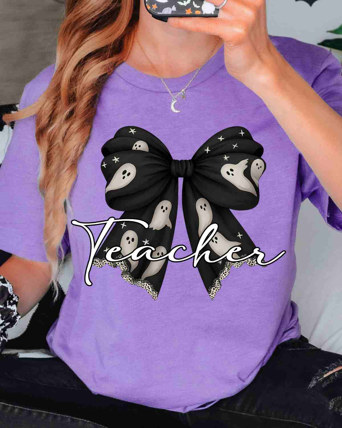 Custom Name Ghost Bow DTF Transfer