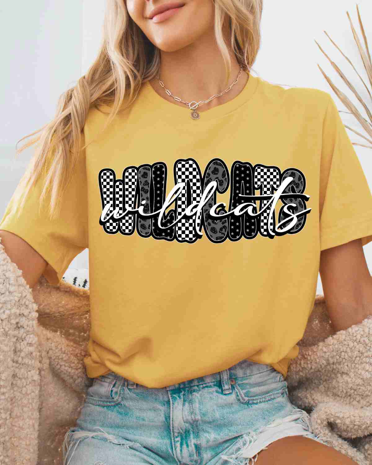 Wildcats Black White Pattern Word DTF Transfer
