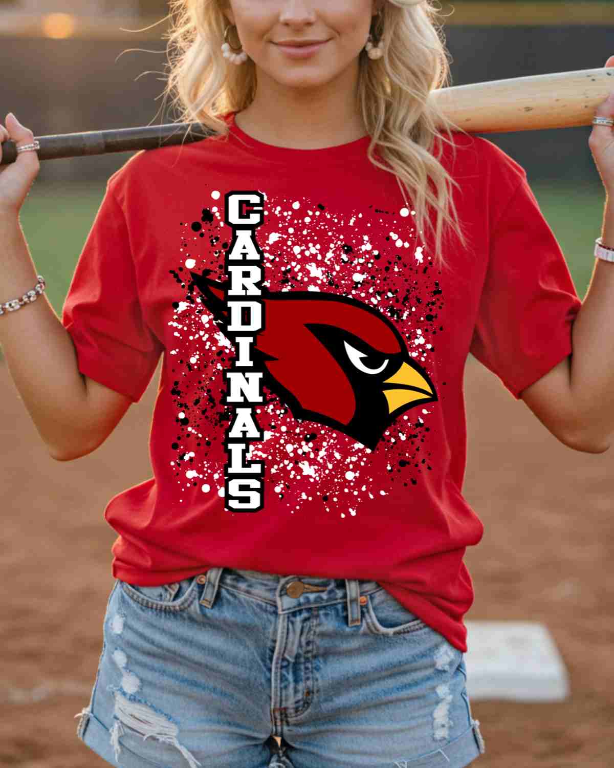 Cardinals Mascot Splatter DTF Transfer