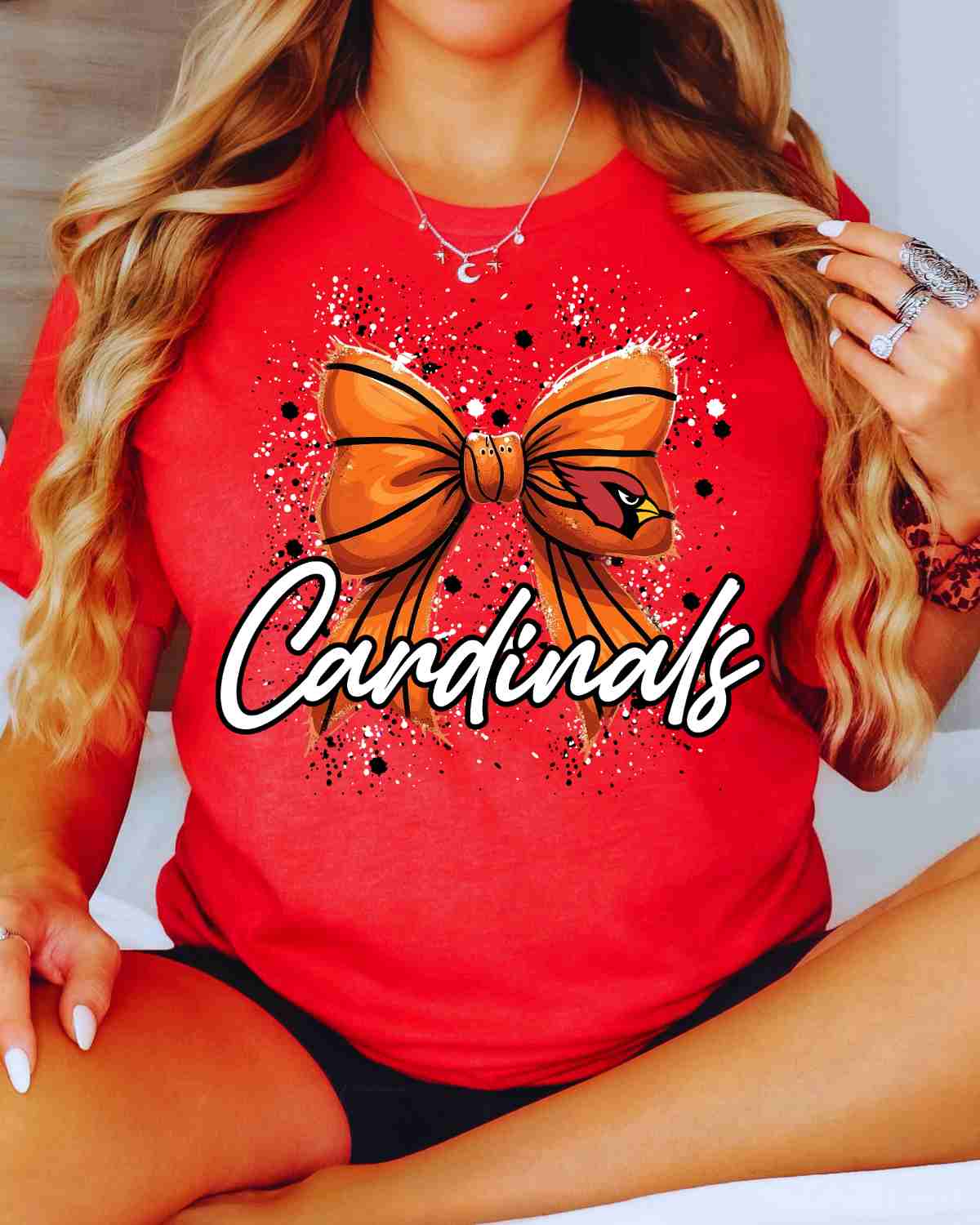 Cardinals Basketball Bow Splatter DTF Transfer