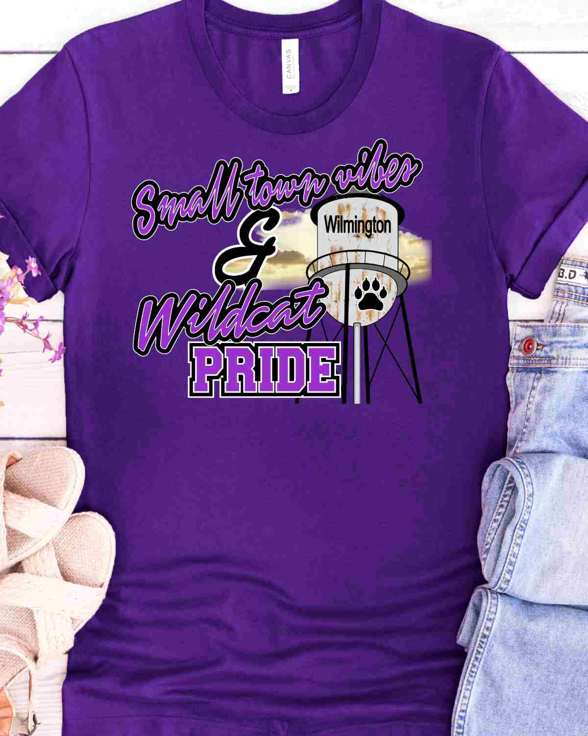 Small Town Vibes & Wilmington Wildcat Pride DTF Transfer