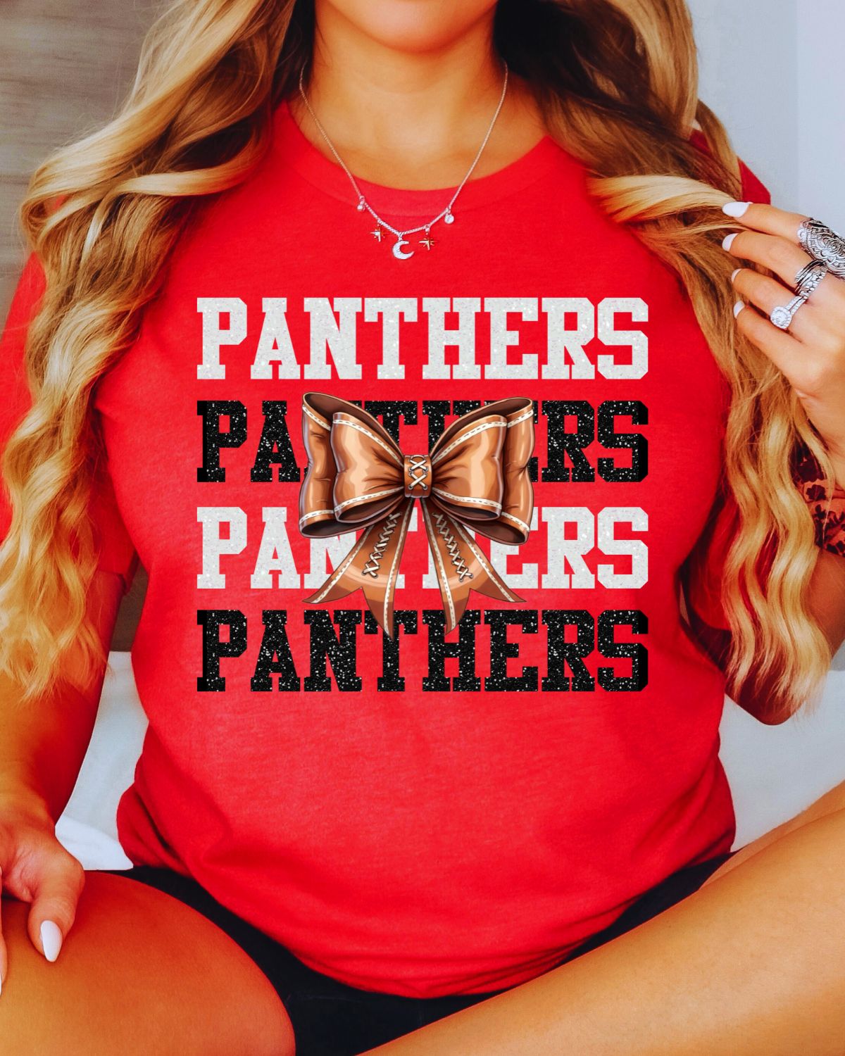 Panthers Football Coquette Bow DTF Transfer