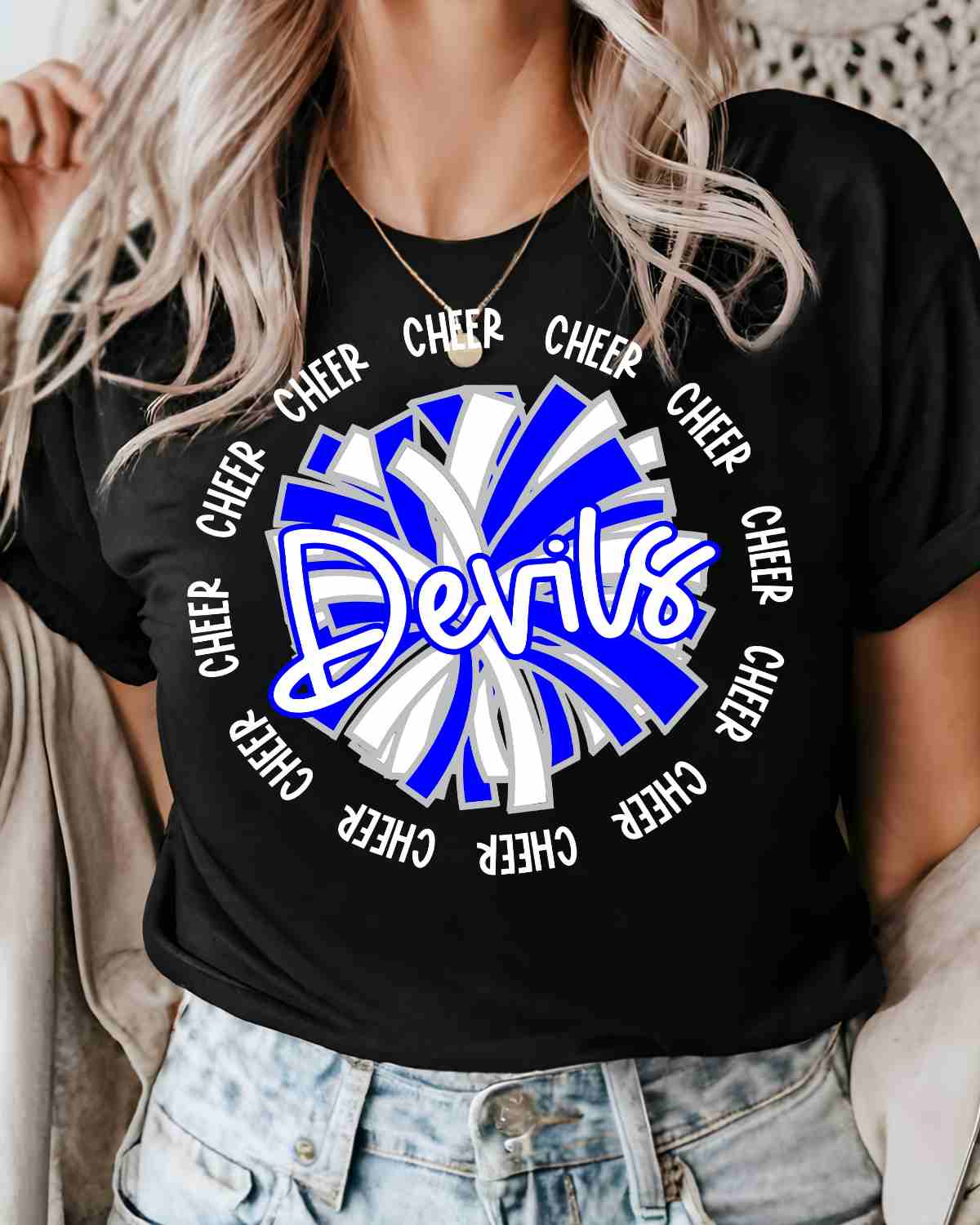 Devils Cheer Pom Circle DTF Transfer