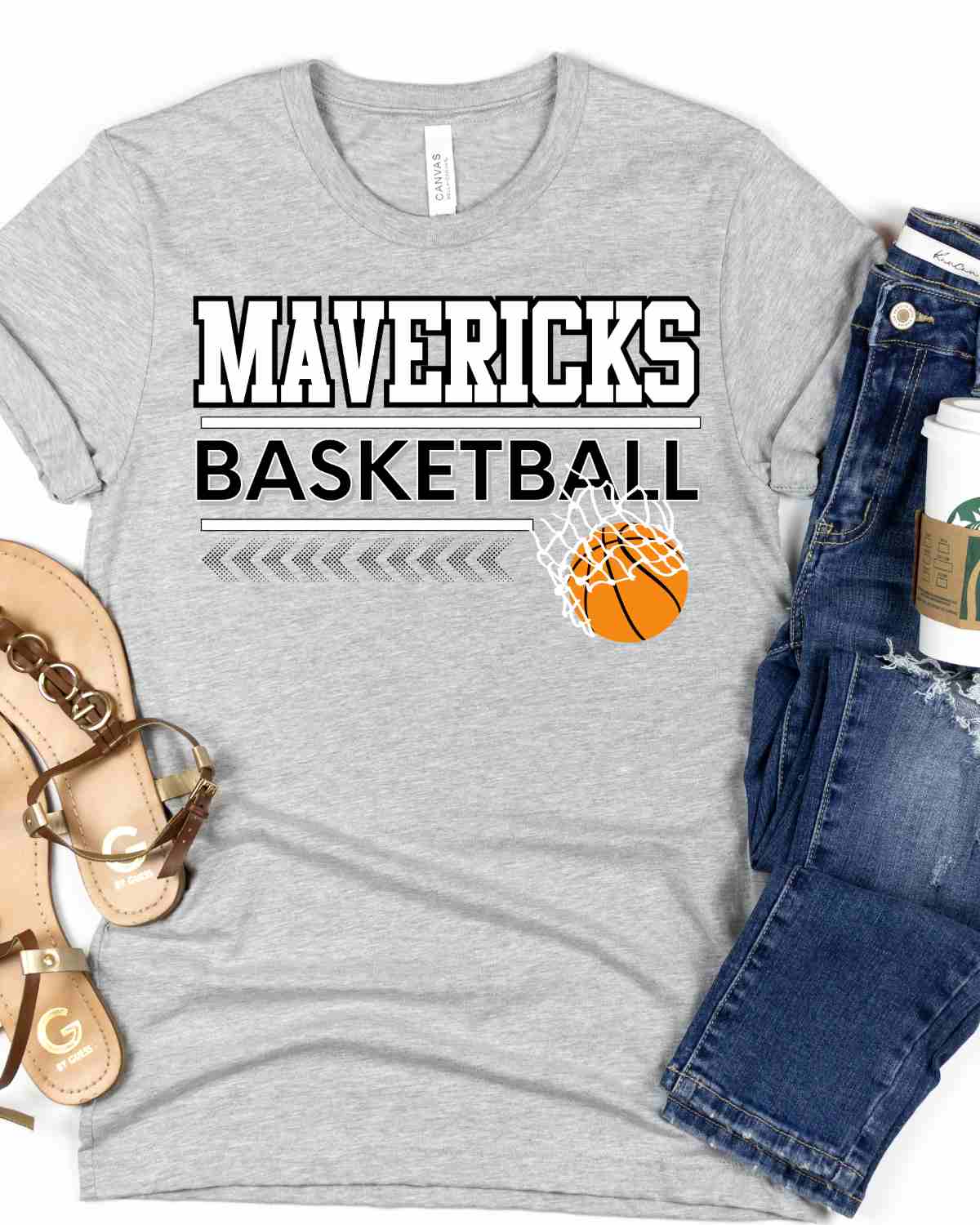 Mavericks Basketball Arrow & Hoops DTF Transfer