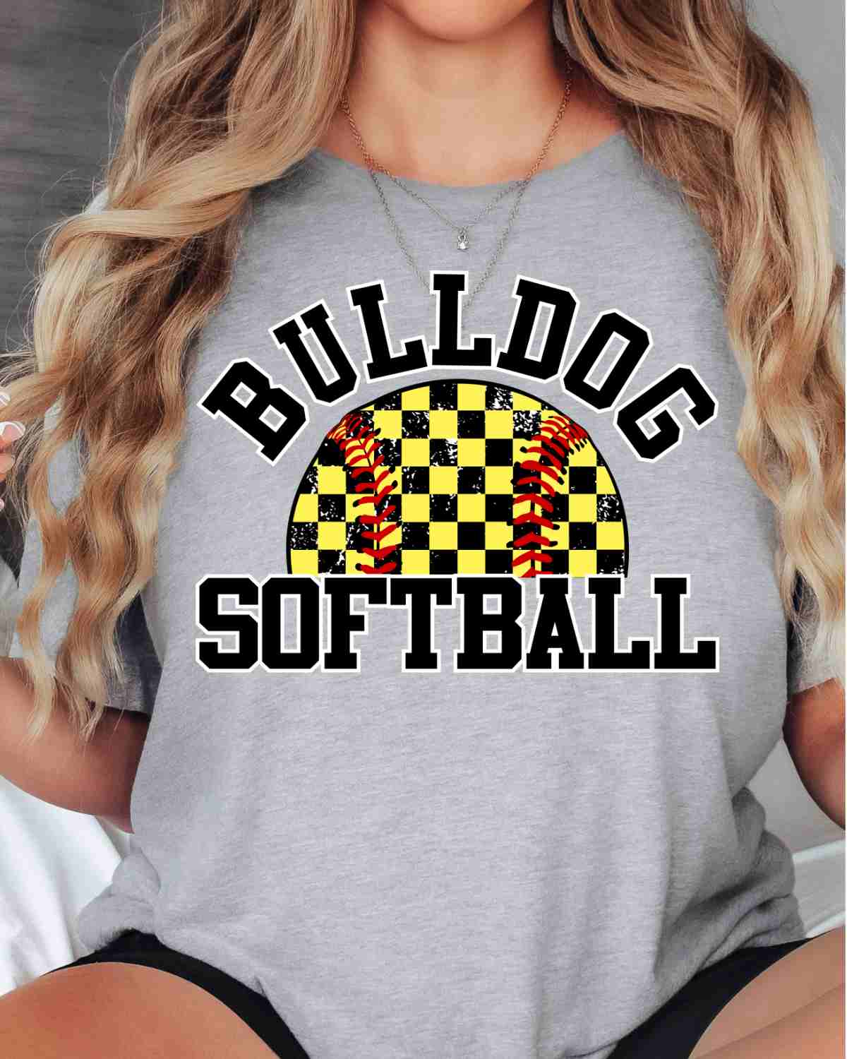 Bulldog Softball Checkered Ball DTF Transfer