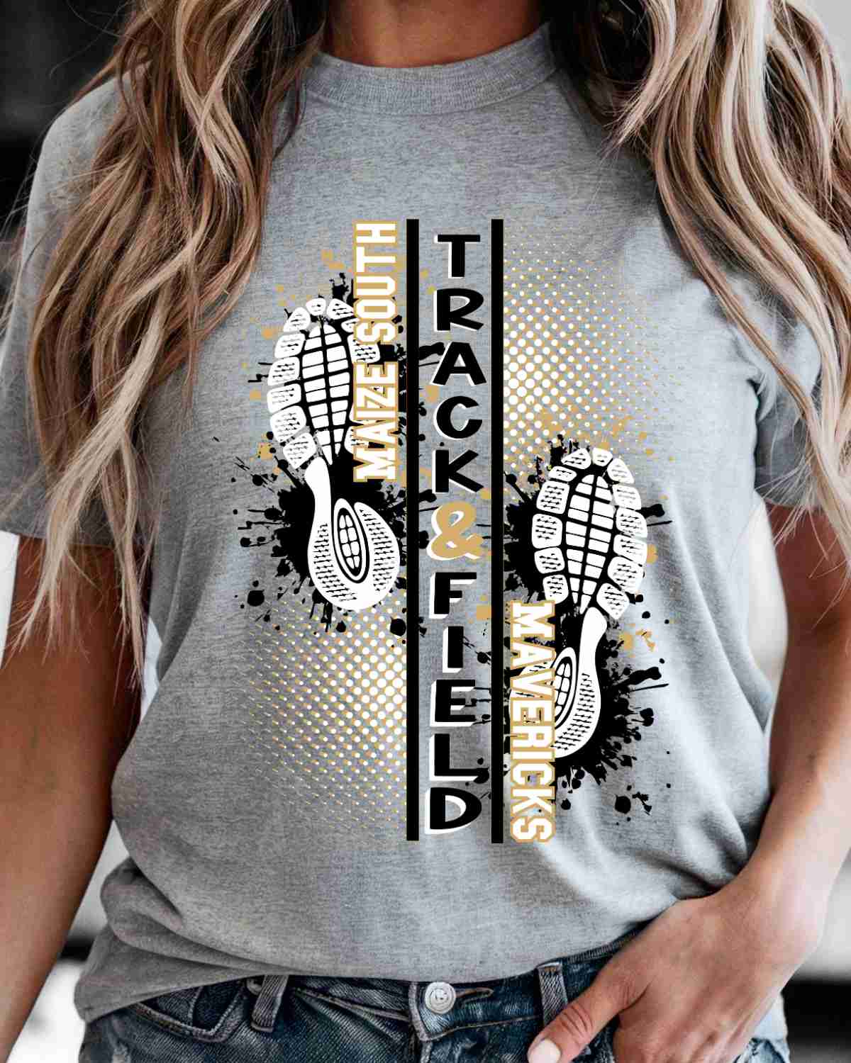 Maize South Mavericks Track & Field Split DTF Transfer