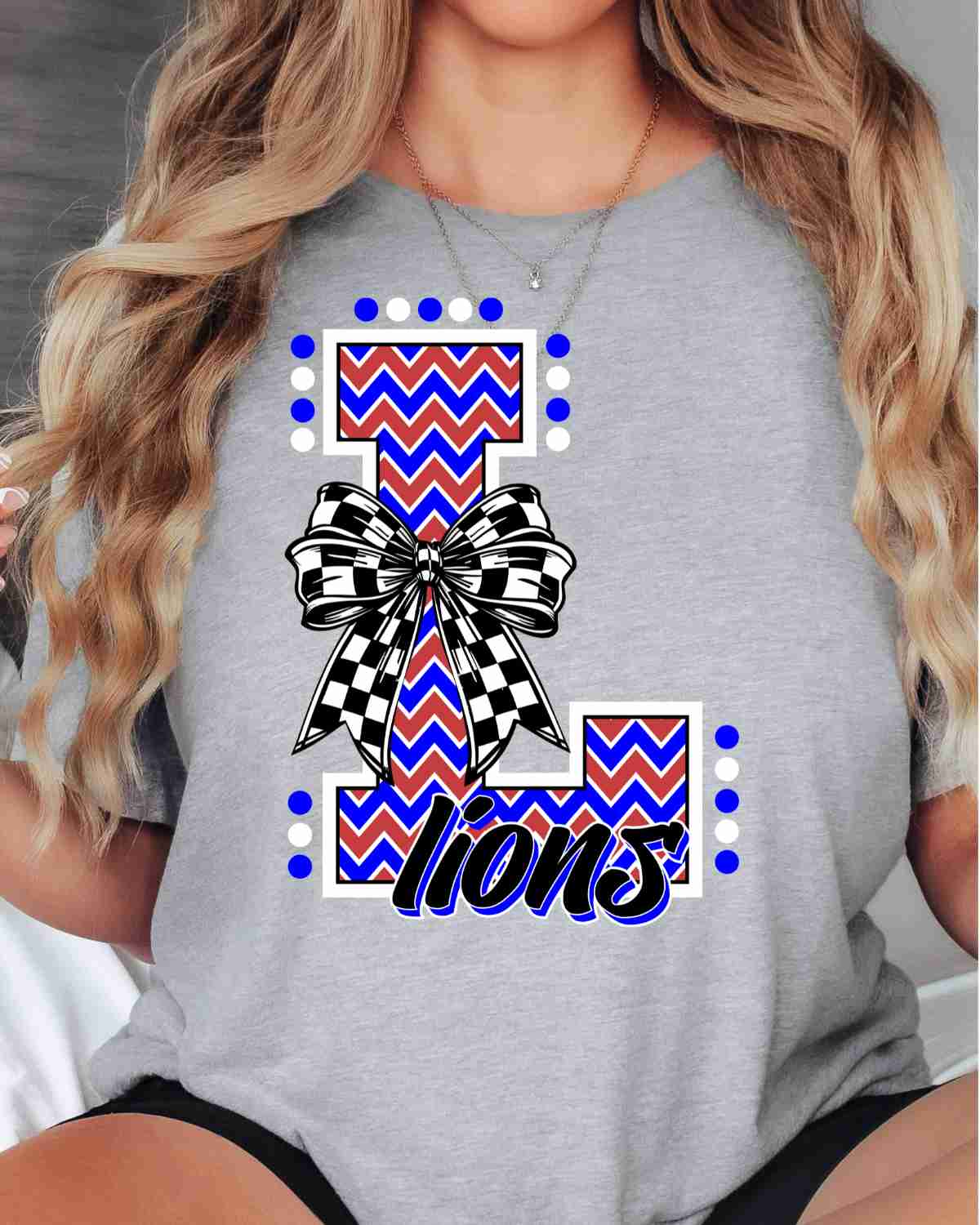 Lions Chevron Letter Bow DTF Transfer