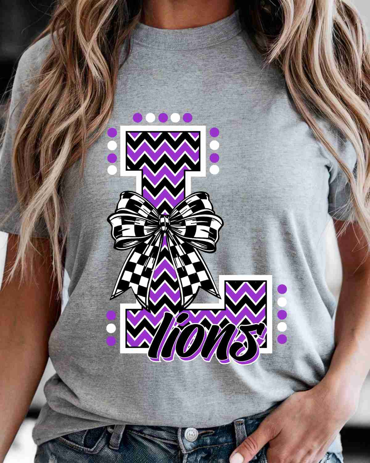 Lions Chevron Letter Bow DTF Transfer