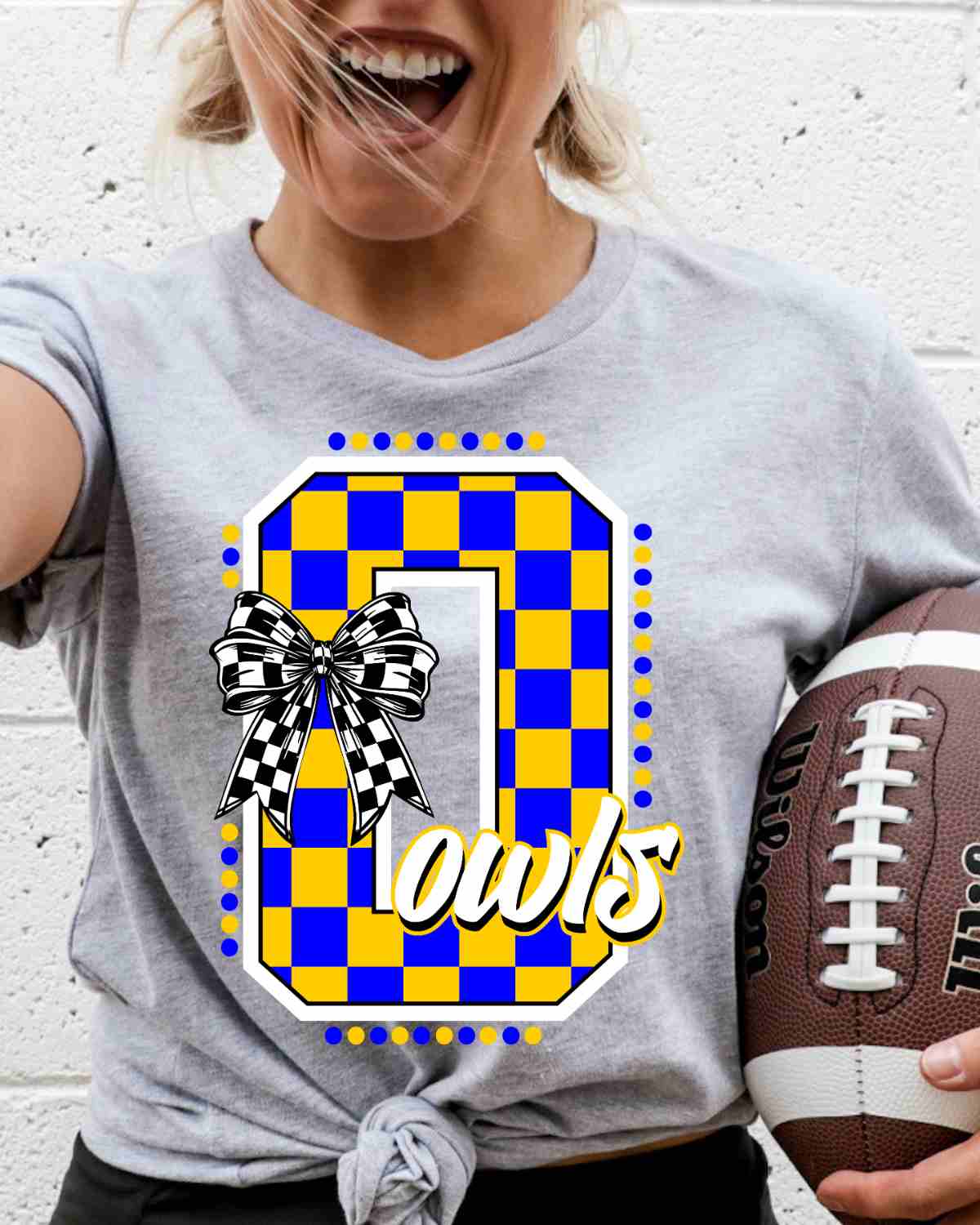 Owls Checkered Letter Bow DTF Transfer