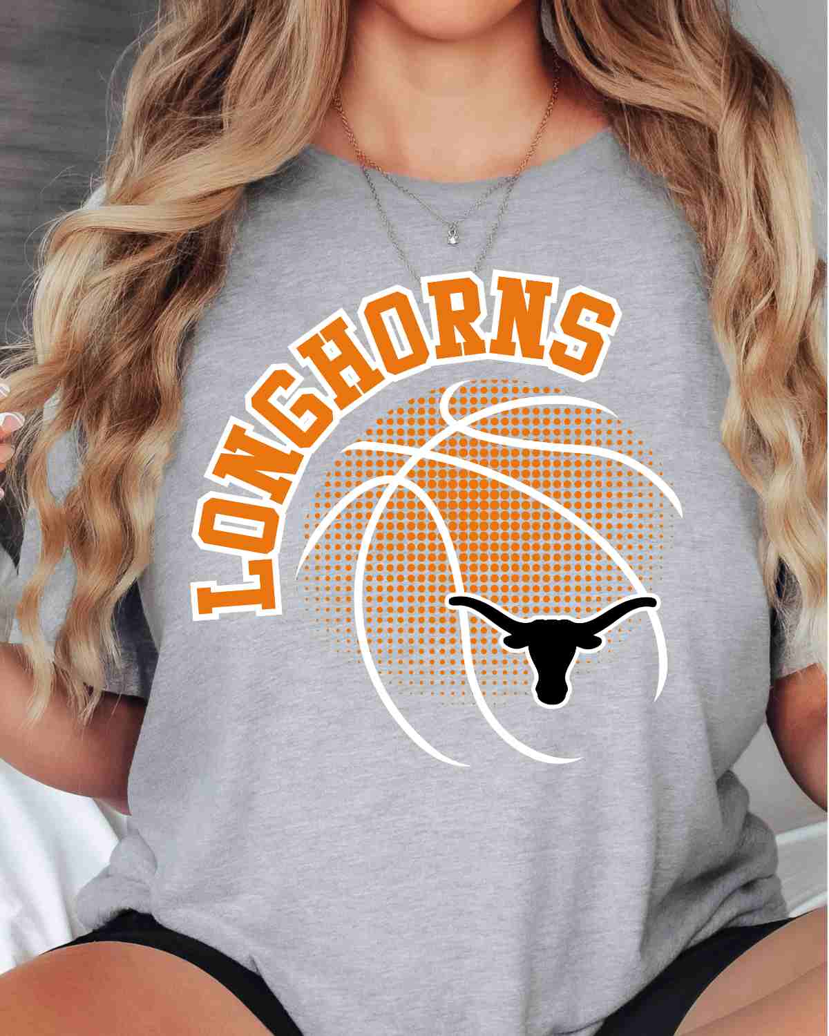 Longhorns Basketball Halftone Ball DTF Transfer