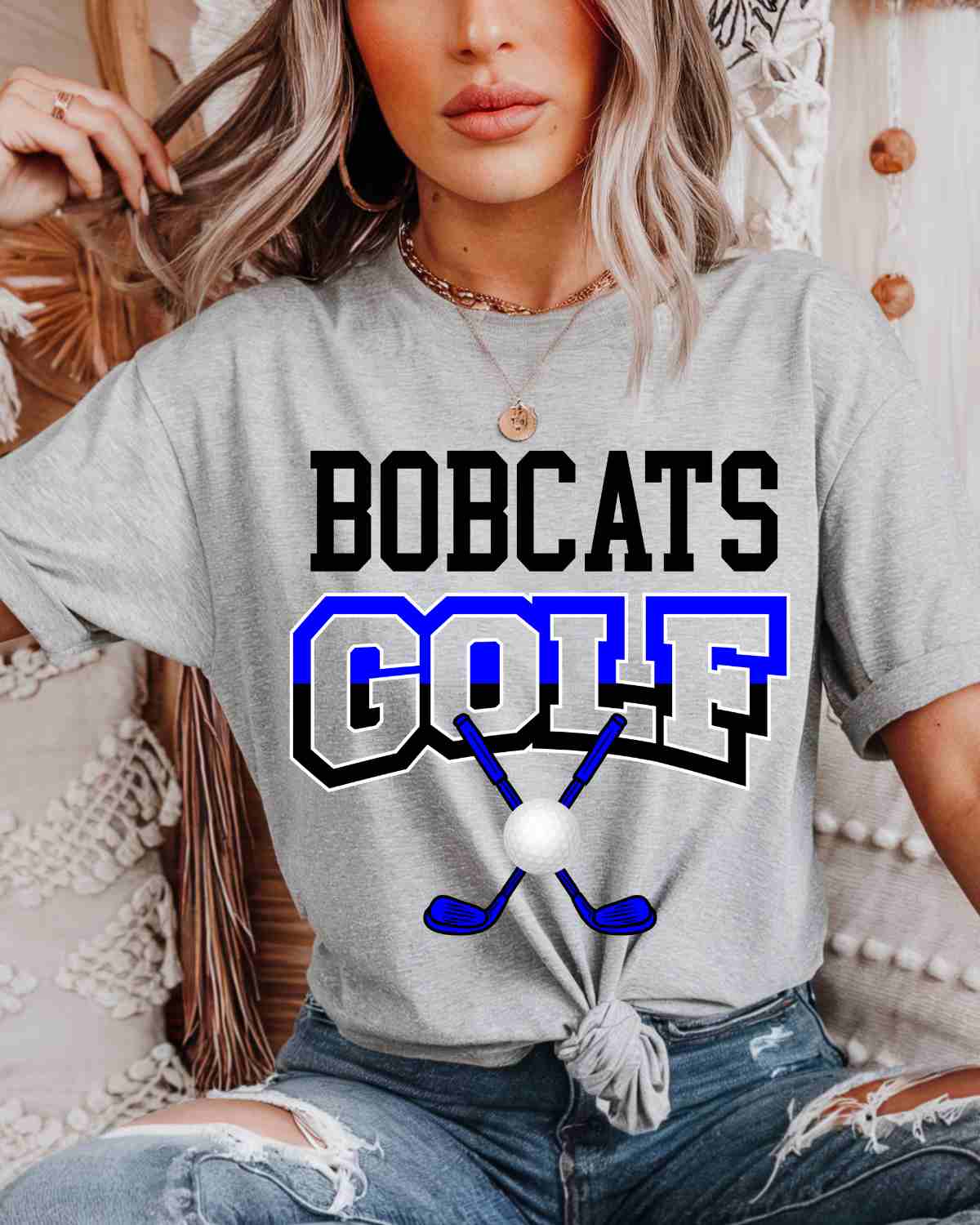 Bobcats Golf Crossed Clubs DTF Transfer