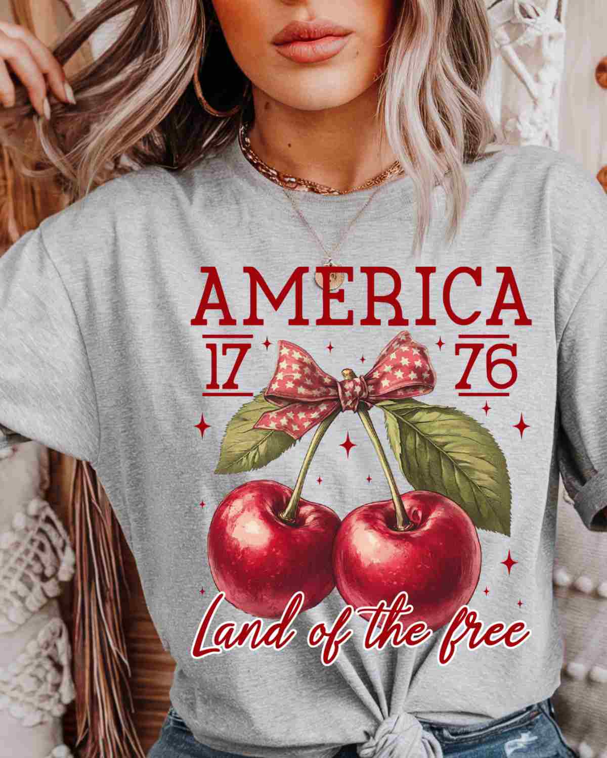 America 1776 Cherries DTF Transfer