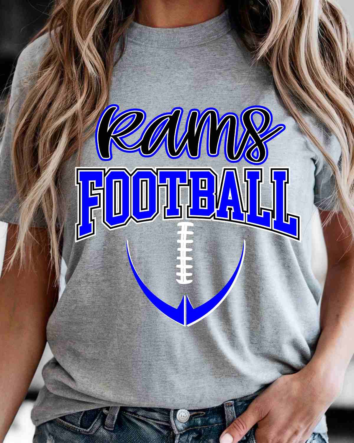 Rams Half Football Outline DTF Transfer