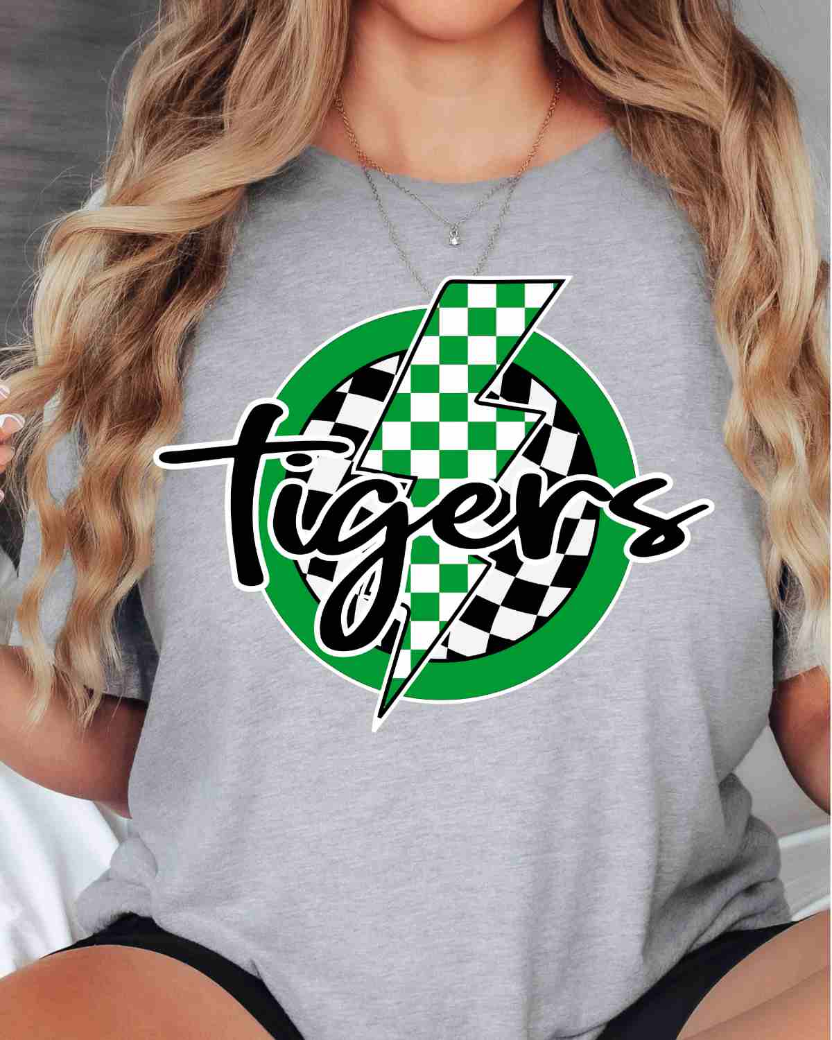 Tigers Checkered Bolt Circle DTF Transfer - Rustic Grace Heat Transfer Company