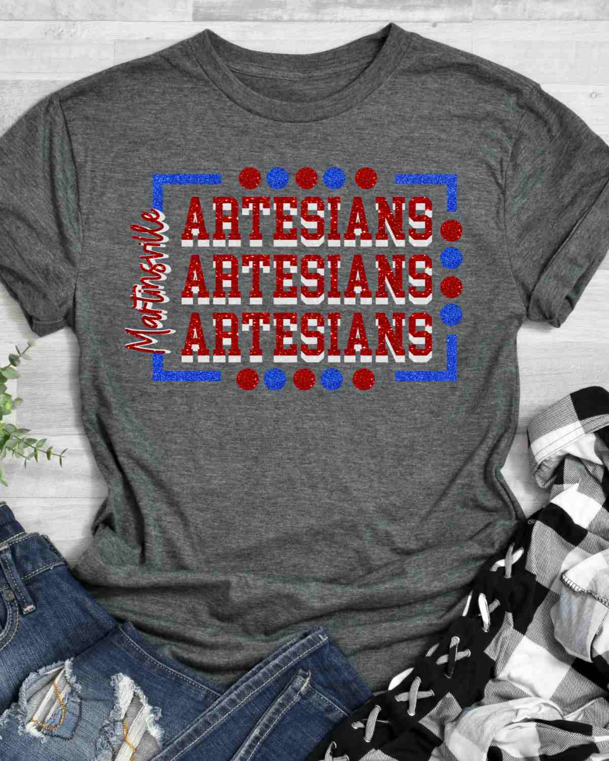 Martinsville Artesians Rectangle with Dots DTF Transfer