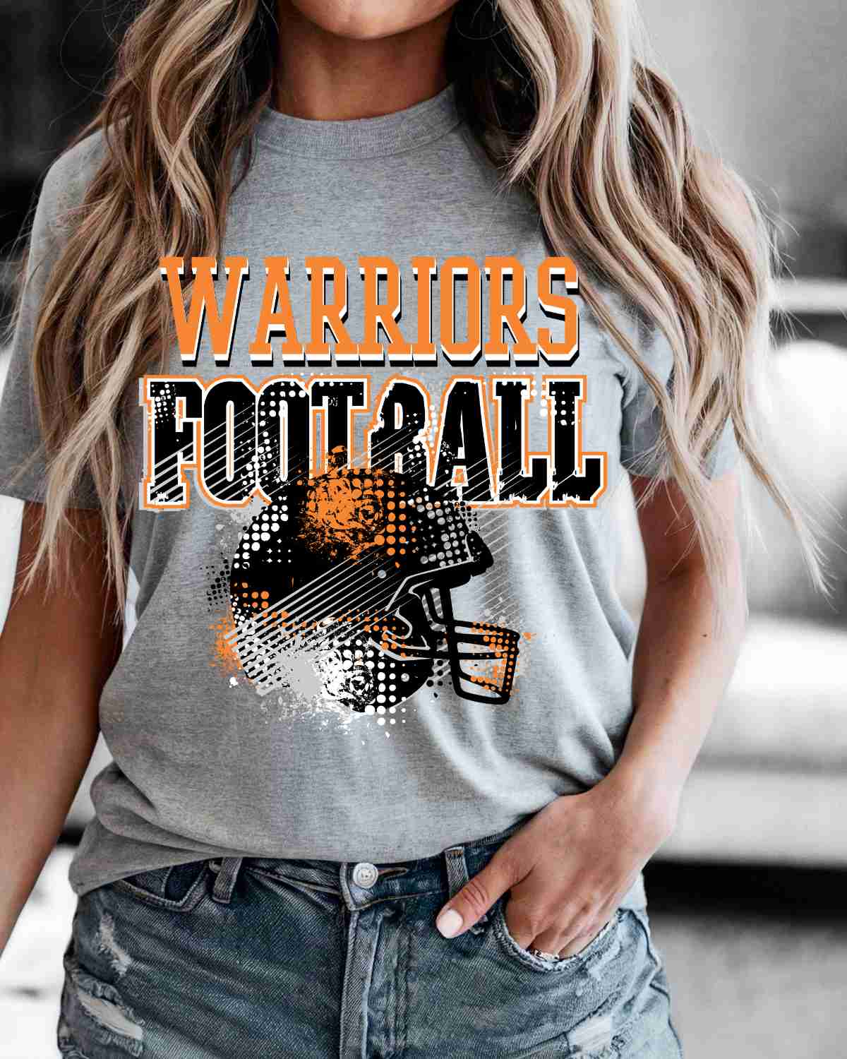 Warriors Football Helmet Grunge DTF Transfer